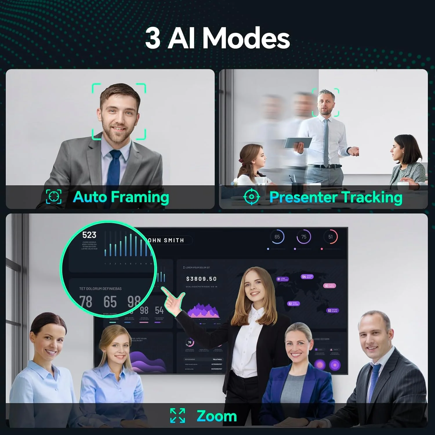 وب‌کم 4K هوش مصنوعی NewlineWork Neweye 61 برای کامپیوتر، وب‌کم USB با میکروفون، کنترل حرکتی، وب‌کم استریمینگ با پوشش حریم خصوصی، میدان دید قابل تنظیم، دوربین Plug and Play برای لپ‌تاپ/زوم/اسکایپ/تیمز