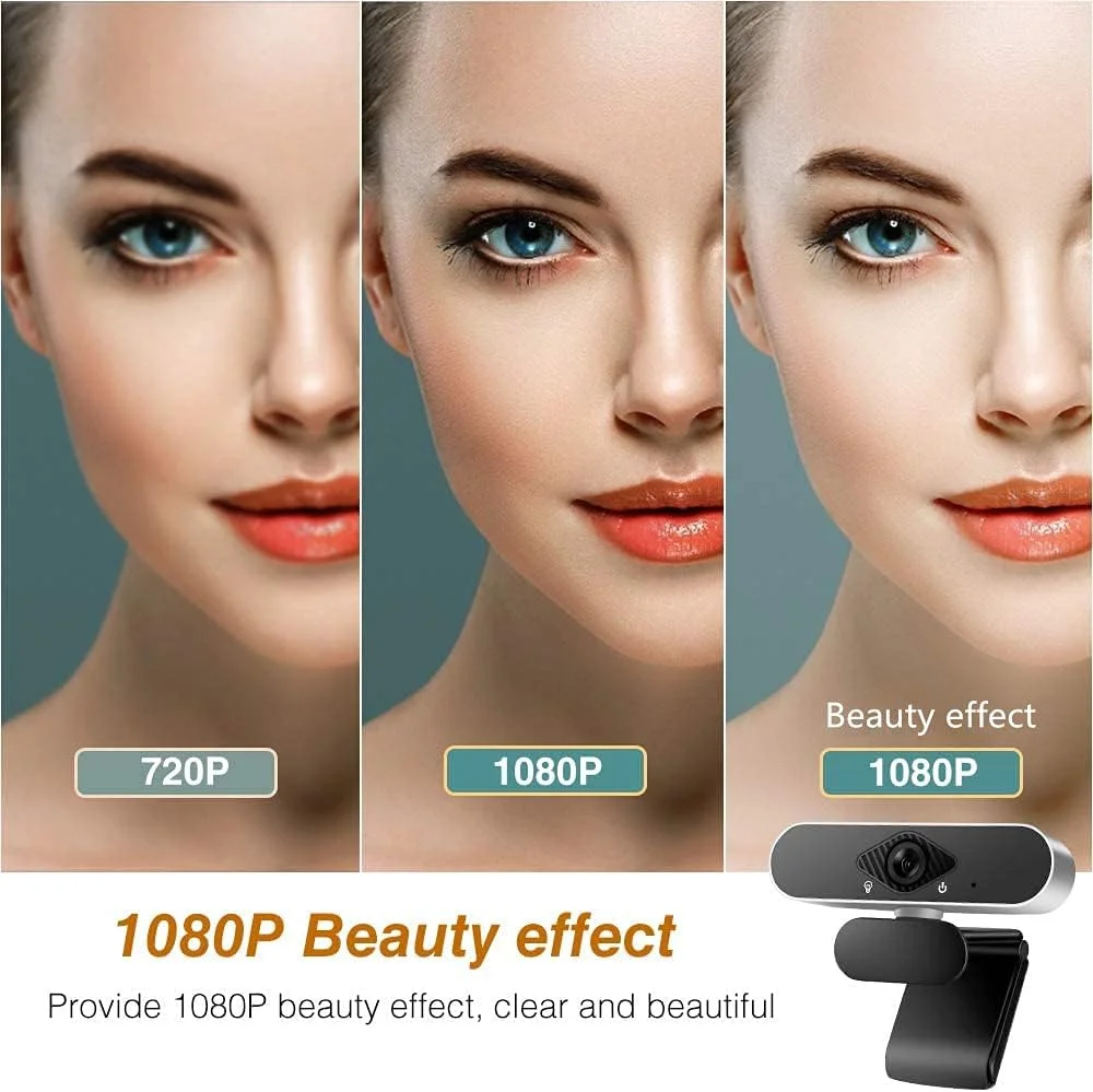 وب کم فول اچ دی 1080p برای کامپیوتر، دوربین های وب کامپیوتر با قابلیت چرخش 360 درجه، وب کم لپ تاپ رومیزی با میکروفون داخلی، اتصال آسان، مناسب برای کلاس های آنلاین و جلسات کوچک