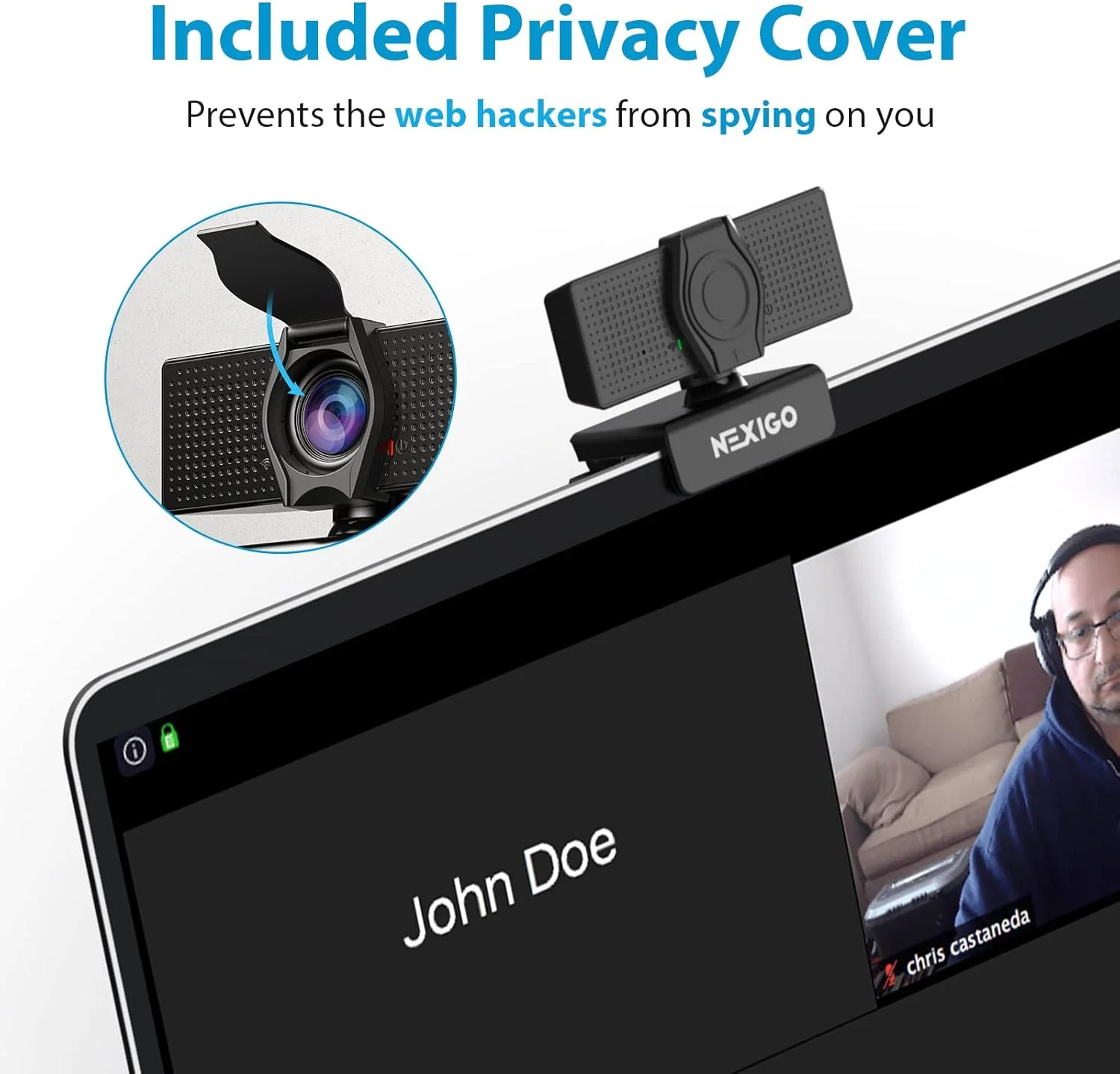 وب کم تجاری 1080P NexiGo با میکروفون و پوشش حریم خصوصی N60 دوربین USB HD با زاویه دید عریض 110 درجه، اتصال و پخش آسان
