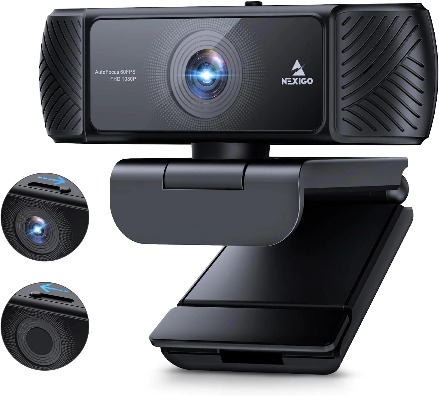 وب کم نِکسی‌گو N680P 1080P 60FPS با میکروفون، پوشش حریم خصوصی و سه پایه، برای اسکایپ، زوم، استریمینگ، گیمینگ، کنفرانس، مک، کامپیوتر شخصی، لپ‌تاپ و دسکتاپ