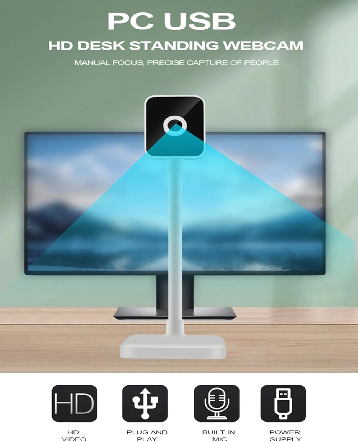وب کم USB با کیفیت 1080P HD، وب کم کامپیوتر رومیزی لپ تاپ با فوکوس دستی دقیق، زاویه قابل تنظیم، بدون نیاز به درایور برای تماس های ویدیویی و کنفرانس ویدیویی