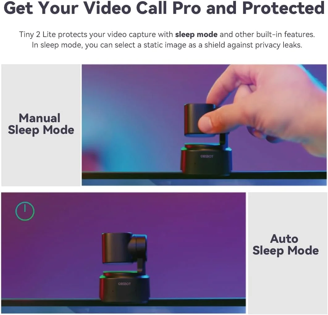 وبکم PTZ هوشمند OBSBOT Tiny 2 Lite با کیفیت 4K UHD، سنسور CMOS 1/2 اینچی، زوم دیجیتال 4X، ردیابی خودکار هوش مصنوعی، زوم خودکار، کنترل حرکتی 2.0، حالت زیبایی، حالتهای از پیش تنظیم شده، پخش زنده برای بازی/جلسه/آموزش آنلاین وبکم PTZ هوشمند OBSBOT Tiny 2 Lite با کیفیت 4K UHD، سنسور CMOS 1/2 اینچی، زوم دیجیتال 4X، ردیابی خودکار هوش مصنوعی، زوم خودکار، کنترل حرکتی 2.0، حالت زیبایی، حالتهای از پیش تنظیم شده، پخش زنده برای بازی/جلسه/آموزش آنلاین