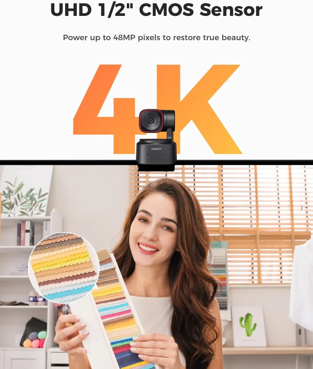 وب کم 4K برای کامپیوتر OBSBOT Tiny 2 Lite، وب کم استریمینگ PTZ با سنسور 1/2 اینچی، ردیابی هوش مصنوعی، کنترل حرکات، 60 فریم در ثانیه، HDR، میکروفون های کاهش نویز، مناسب برای کنفرانس ها و جلسات زوم وب کم 4K برای کامپیوتر OBSBOT Tiny 2 Lite، وب کم استریمینگ PTZ با سنسور 1/2 اینچی، ردیابی هوش مصنوعی، کنترل حرکات، 60 فریم در ثانیه، HDR، میکروفون های کاهش نویز، مناسب برای کنفرانس ها و جلسات زوم