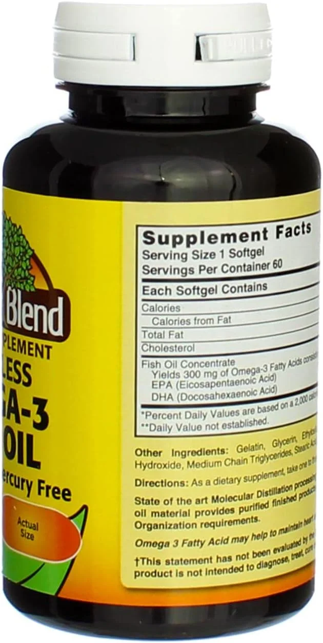 بلند طبیعت امگا 3 روغن ماهی بدون بو 60 سافت ژل بلند طبیعت امگا 3 روغن ماهی بدون بو 60 سافت ژل