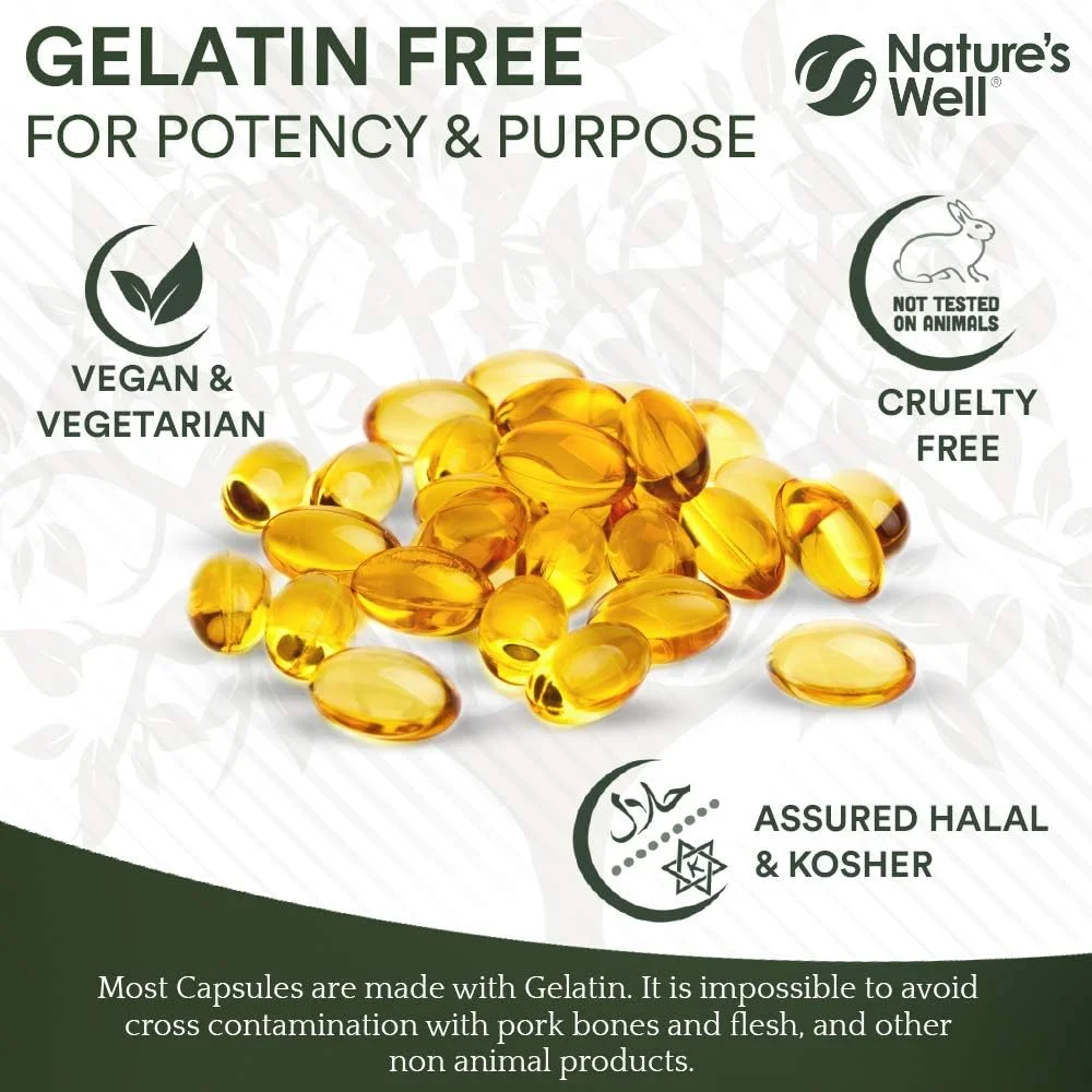 روغن جلبک امگا 3 گیاهی نیچرز ول، DHA + EPA با غلظت بالا، 60 کپسول گیاهی، جایگزین گیاهی پایدار برای روغن ماهی، حلال و کوشر - ساخت انگلستان توسط (Pouch)