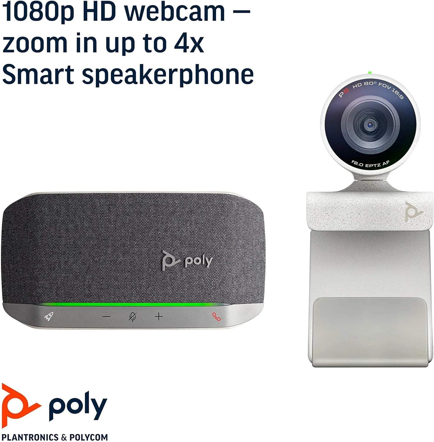 وب کم Poly Studio P5 به همراه اسپیکرفون Poly Sync 20+ (Plantronics + Polycom) - دوربین کنفرانس ویدیویی حرفه ای 1080p HD و اسپیکرفون هوشمند بی سیم بلوتوث - دارای گواهینامه برای Zoom & Teams وب کم Poly Studio P5 به همراه اسپیکرفون Poly Sync 20+ (Plantronics + Polycom) - دوربین کنفرانس ویدیویی حرفه ای 1080p HD و اسپیکرفون هوشمند بی سیم بلوتوث - دارای گواهینامه برای Zoom & Teams