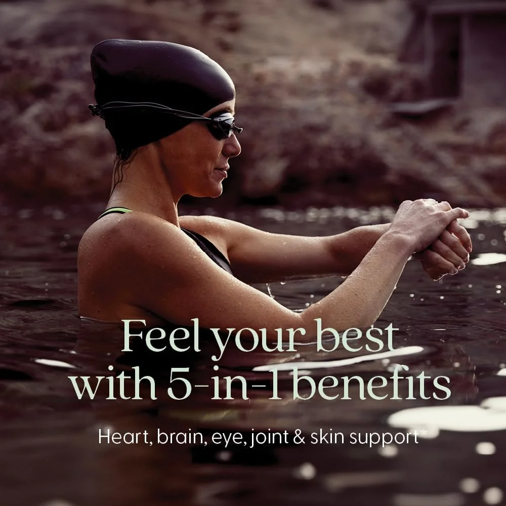 مکمل روغن ماهی نیو چپتر - روغن ماهی سالمون آلاسکا وحشی Wholemega با امگا 3 + ویتامین D3 + آستاگزانتین + صید پایدار - 180 عدد کپسول کوچک