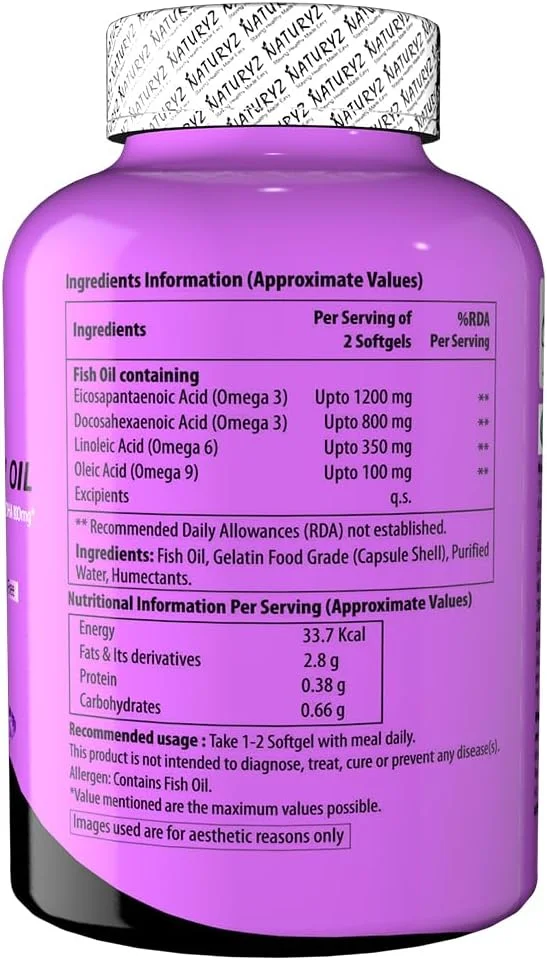 روغن ماهی امگا 3 با قدرت سه برابر ناتوریز با بالاترین قدرت 2450 میلی گرم، 60 کپسول، امگا 3-6-9 در هر وعده (EPA 1200mg DHA 800mg) کپسول برای مردان و زنان