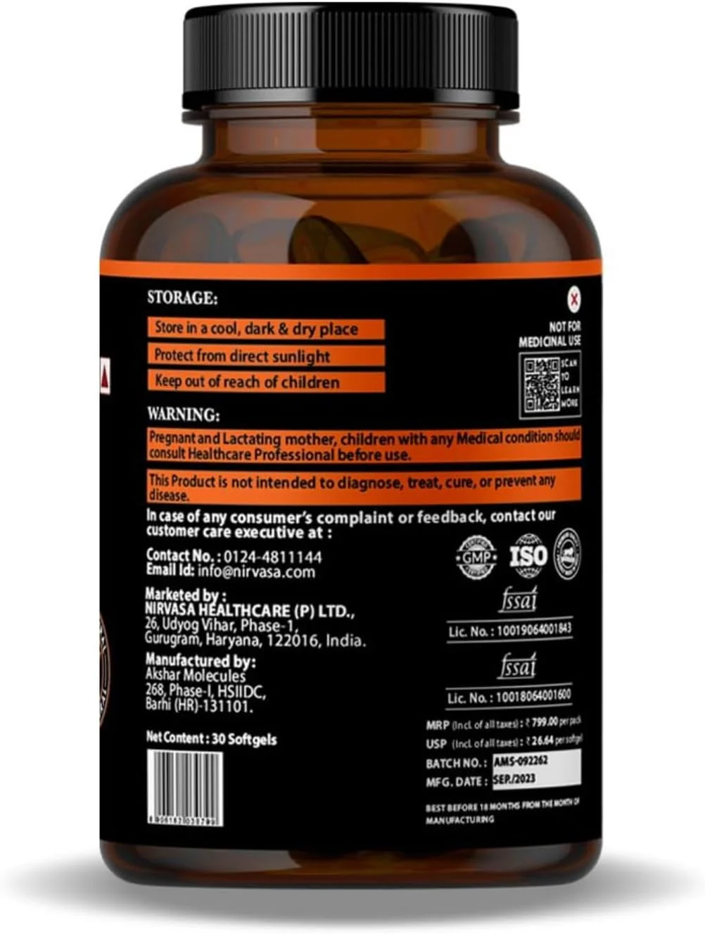 کپسول های نرم روغن ماهی سالمون امگا 3 نیرواسا (سه برابر قوی) برای آقایان و بانوان | 1250 میلی گرم روغن ماهی سالمون، 560 میلی گرم EPA و 400 میلی گرم DHA | بدون بوی ماهی | پشتیبانی از سلامت قلب، مغز و استخوان - 30 عدد کپسول های نرم روغن ماهی سالمون امگا 3 نیرواسا (سه برابر قوی) برای آقایان و بانوان | 1250 میلی گرم روغن ماهی سالمون، 560 میلی گرم EPA و 400 میلی گرم DHA | بدون بوی ماهی | پشتیبانی از سلامت قلب، مغز و استخوان - 30 عدد