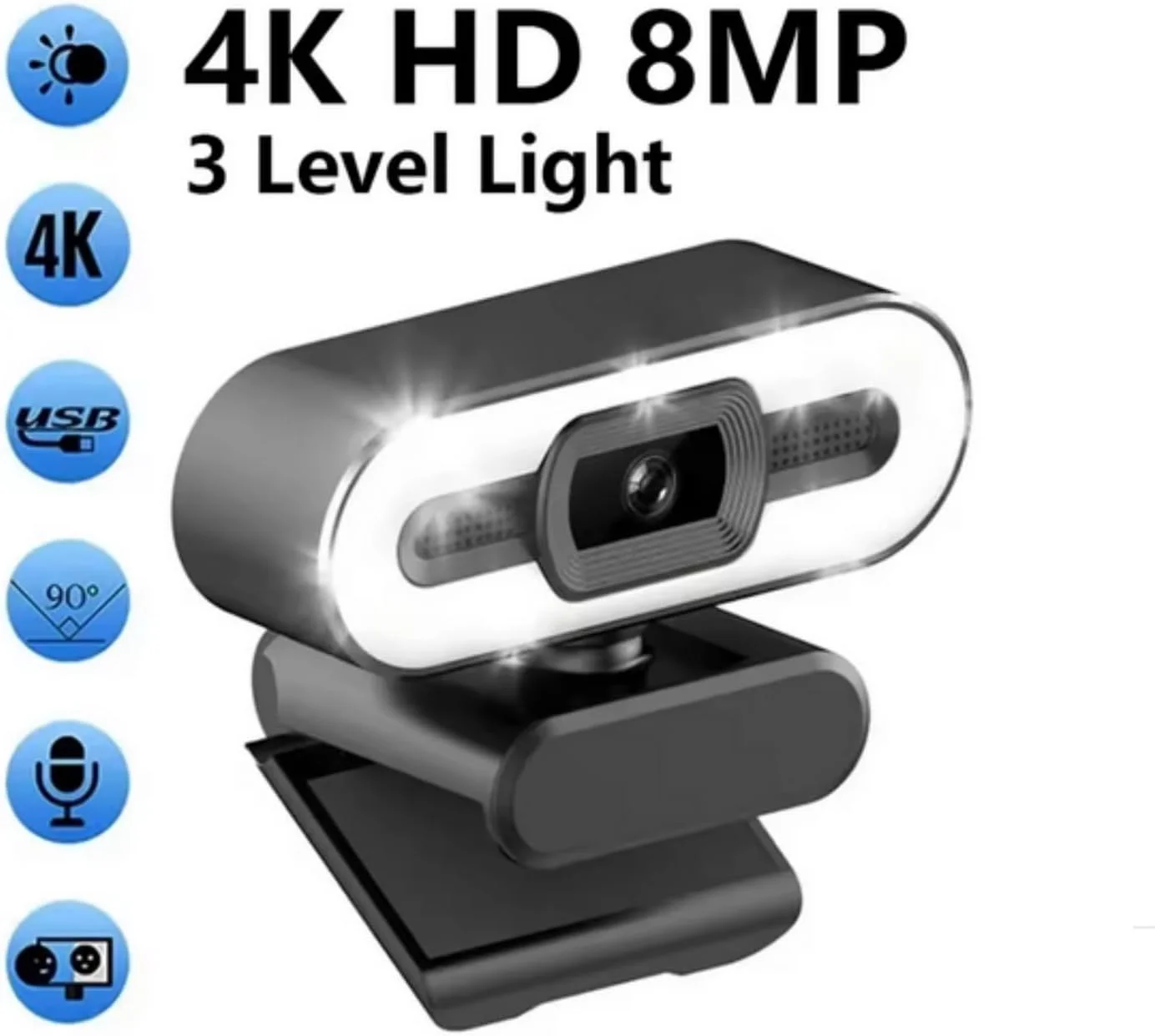 وبکم 4K با فوکوس خودکار، وبکم فول اچدی برای کامپیوتر، لپتاپ، استریمینگ، دوربین چرخشی با میکروفون داخلی و نور تکمیلی برای پخش زنده در یوتیوب و کنفرانس ویدیویی وبکم 4K با فوکوس خودکار، وبکم فول اچدی برای کامپیوتر، لپتاپ، استریمینگ، دوربین چرخشی با میکروفون داخلی و نور تکمیلی برای پخش زنده در یوتیوب و کنفرانس ویدیویی