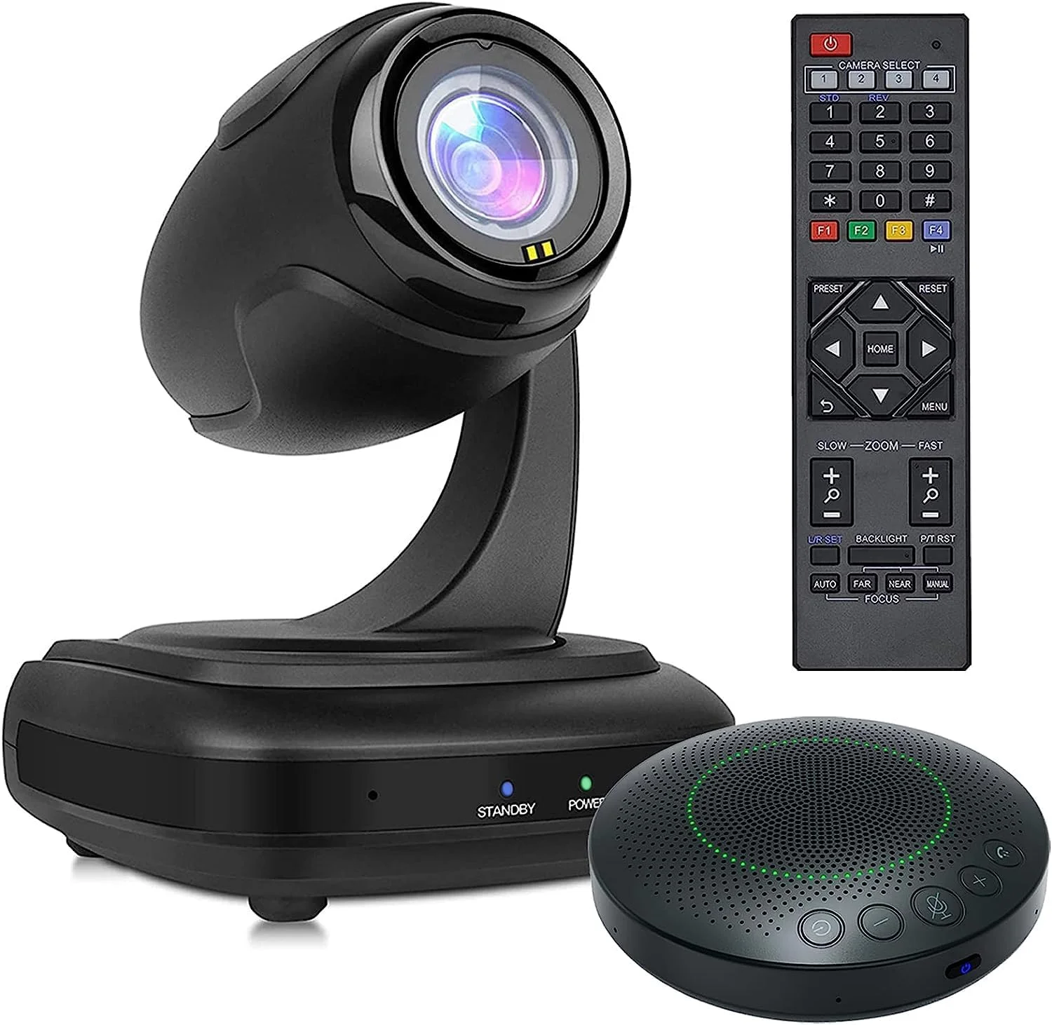 سیستم دوربین اتاق کنفرانس UcooQQ، وب کم PTZ با زاویه دید عریض 1080P با اسپیکرفون بلوتوث بی سیم، زوم اپتیکال 3X، ردیابی هوش مصنوعی، کنترل از راه دور، برای کنفرانس، عبادت، کلیسا، آموزش، پزشکی سیستم دوربین اتاق کنفرانس UcooQQ، وب کم PTZ با زاویه دید عریض 1080P با اسپیکرفون بلوتوث بی سیم، زوم اپتیکال 3X، ردیابی هوش مصنوعی، کنترل از راه دور، برای کنفرانس، عبادت، کلیسا، آموزش، پزشکی