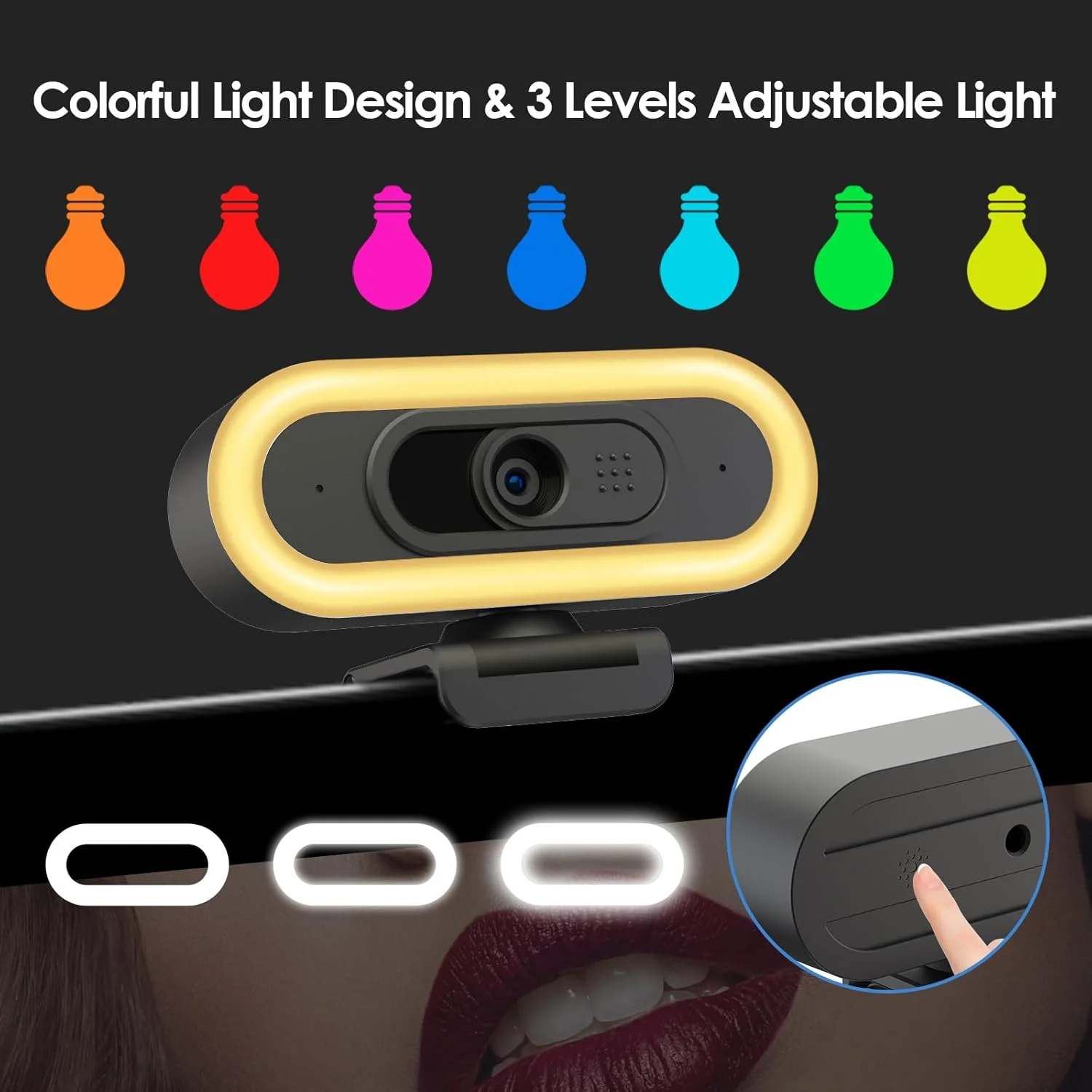 وبکم W4LS HD 2K/1080P با نور حلقوی، فوکوس خودکار، میکروفونهای استریو شفاف، اصلاح نور، اتصال آسان، زاویه دید 65 درجه، وبکم USB برای پخش زنده، تماس ویدیویی، کنفرانس، بازی وبکم W4LS HD 2K/1080P با نور حلقوی، فوکوس خودکار، میکروفونهای استریو شفاف، اصلاح نور، اتصال آسان، زاویه دید 65 درجه، وبکم USB برای پخش زنده، تماس ویدیویی، کنفرانس، بازی