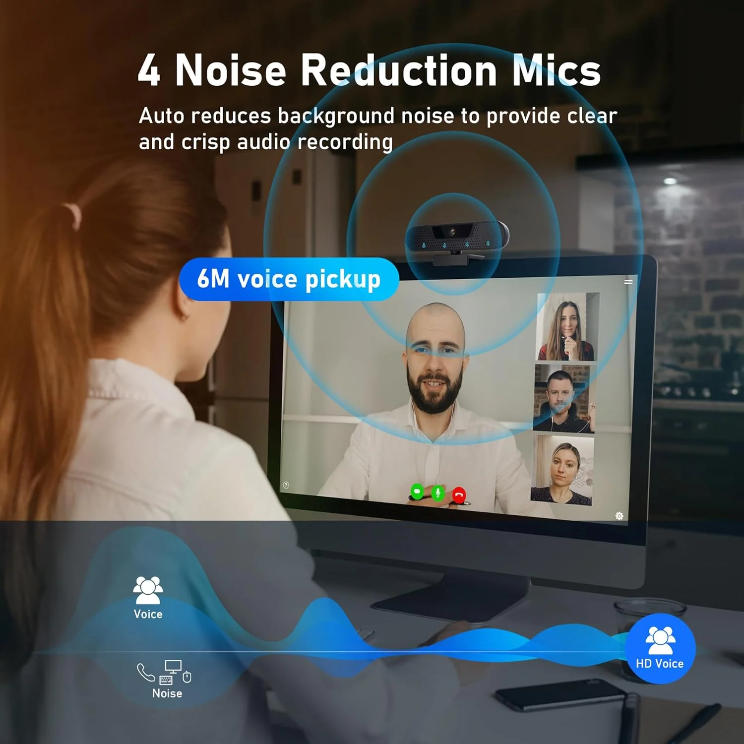 وب کم 4K، دوربین کامپیوتر با 4 میکروفون حذف نویز برای کامپیوتر/لپ تاپ/مک، دارای پوشش حریم خصوصی و سه پایه، مناسب برای کنفرانس ویدیویی، پخش زنده، بازی، تماس های ویدیویی، زوم وب کم 4K، دوربین کامپیوتر با 4 میکروفون حذف نویز برای کامپیوتر/لپ تاپ/مک، دارای پوشش حریم خصوصی و سه پایه، مناسب برای کنفرانس ویدیویی، پخش زنده، بازی، تماس های ویدیویی، زوم