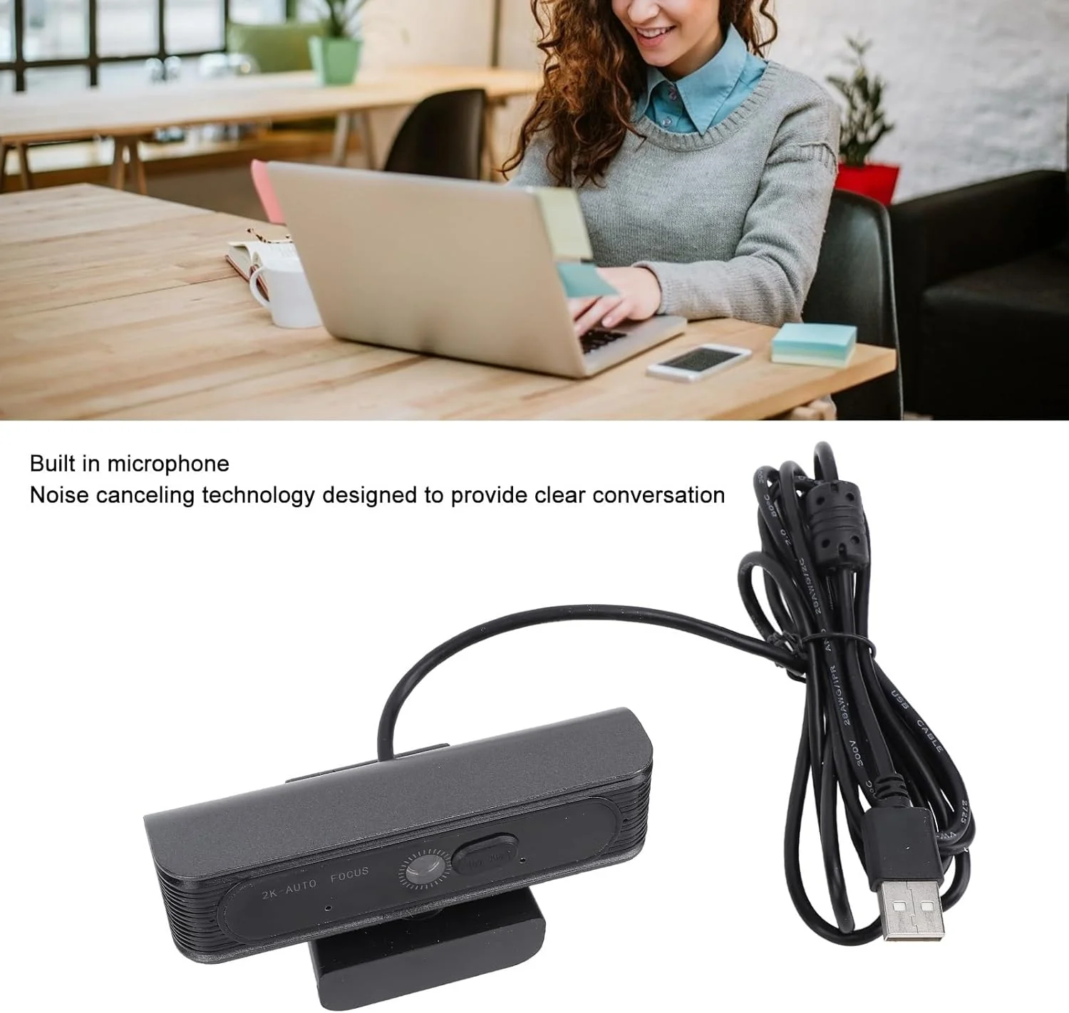 وب کم HD، دوربین وب USB با فوکوس خودکار 2K با میکروفون و حذف نویز برای کنفرانس، اتصال و پخش آسان، سازگار با کامپیوتر وب کم HD، دوربین وب USB با فوکوس خودکار 2K با میکروفون و حذف نویز برای کنفرانس، اتصال و پخش آسان، سازگار با کامپیوتر