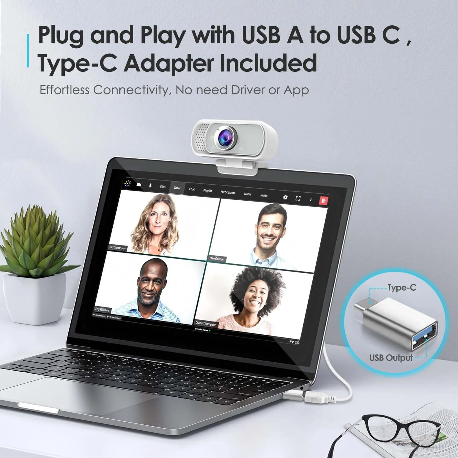 وبکم 1080P FHD با میکروفون، شاتر حریم خصوصی و سهپایه، وبکم USB A و USB C با پایه، میکروفون حذف نویز با زاویه دید گسترده، وب کم جمع و جور برای کلاسهای آنلاین و جلسات وبکم 1080P FHD با میکروفون، شاتر حریم خصوصی و سهپایه، وبکم USB A و USB C با پایه، میکروفون حذف نویز با زاویه دید گسترده، وب کم جمع و جور برای کلاسهای آنلاین و جلسات