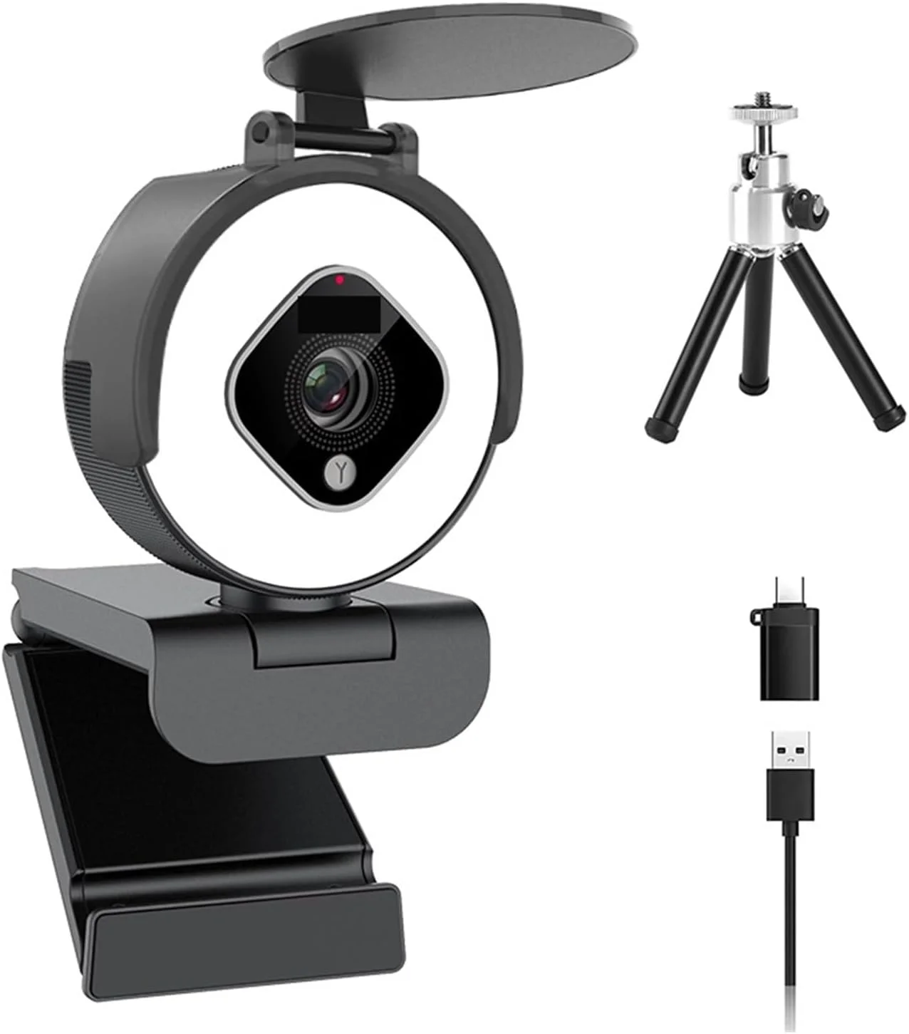 وب‌کم HD 1080P با سرعت 60 فریم در ثانیه، وب‌کم USB با نور پس‌زمینه و دارای پوشش حریم خصوصی و میکروفون داخلی برای کنفرانس، پخش زنده و ضبط