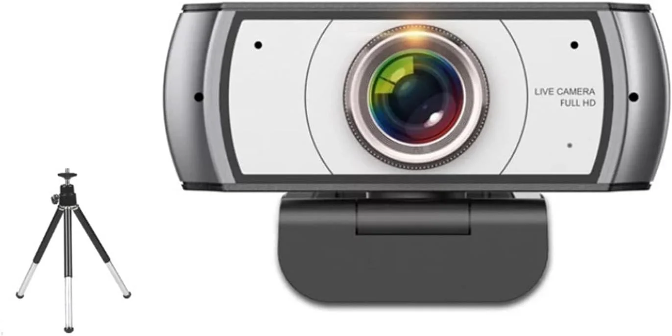 وب کم، دوربین وب با زاویه دید گسترده 120 درجه فول اچ دی 1080P با سه پایه برای کنفرانس، پخش زنده و ضبط