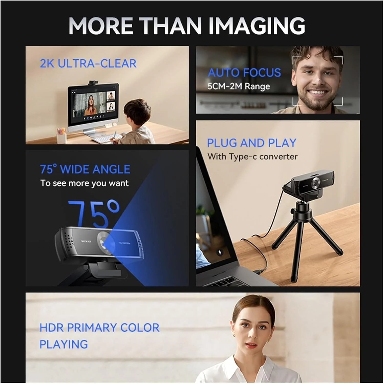 وب کم، وب کم HDR 2K وب کم تجاری کامپیوتر دوربین فوکوس خودکار 1080P 60 فریم در ثانیه با میکروفون های حذف نویز دوگانه برای کنفرانس های ویدئویی وب کم، وب کم HDR 2K وب کم تجاری کامپیوتر دوربین فوکوس خودکار 1080P 60 فریم در ثانیه با میکروفون های حذف نویز دوگانه برای کنفرانس های ویدئویی