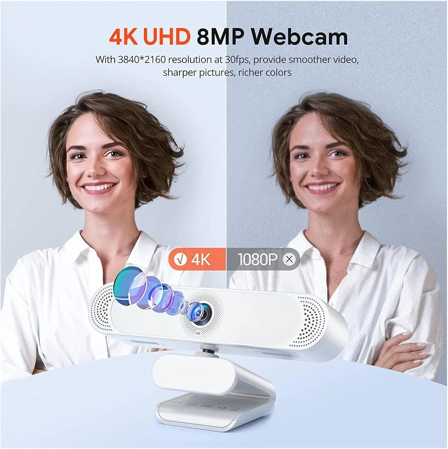 وب کم، دوربین وب 4K برای کامپیوتر شخصی و دوربین وب با میکروفون حذف نویز/درپوش حریم خصوصی/دوربین وب USB سه پایه برای میز کامپیوتر وب کم، دوربین وب 4K برای کامپیوتر شخصی و دوربین وب با میکروفون حذف نویز/درپوش حریم خصوصی/دوربین وب USB سه پایه برای میز کامپیوتر