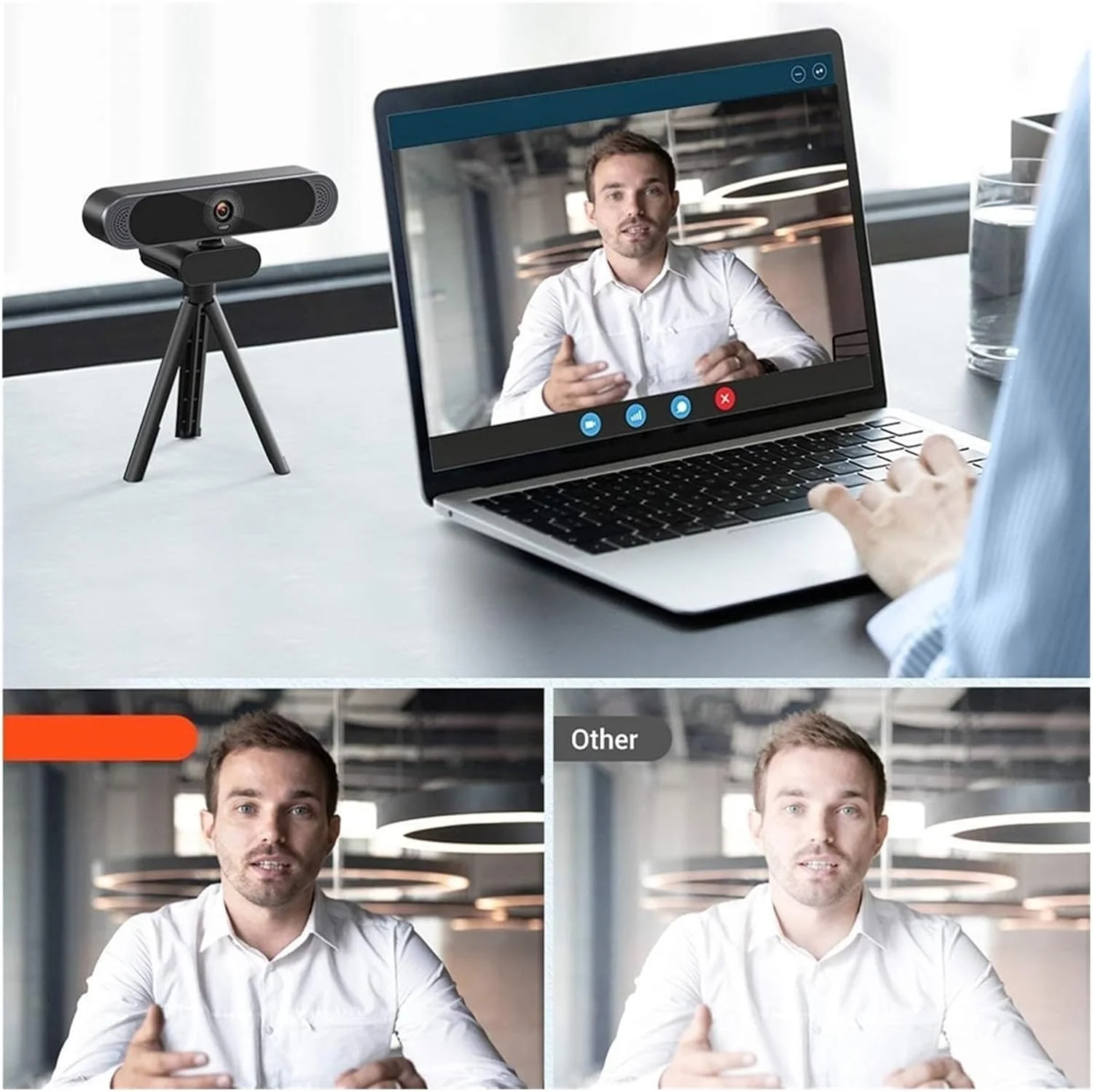 وب کم، میکروفون حذف نویز وب کم با کیفیت بالا 1080 پیکسل / پوشش حریم خصوصی / اتصال سه پایه و وب کم USB برای جلسات ویدیویی وب کم، میکروفون حذف نویز وب کم با کیفیت بالا 1080 پیکسل / پوشش حریم خصوصی / اتصال سه پایه و وب کم USB برای جلسات ویدیویی