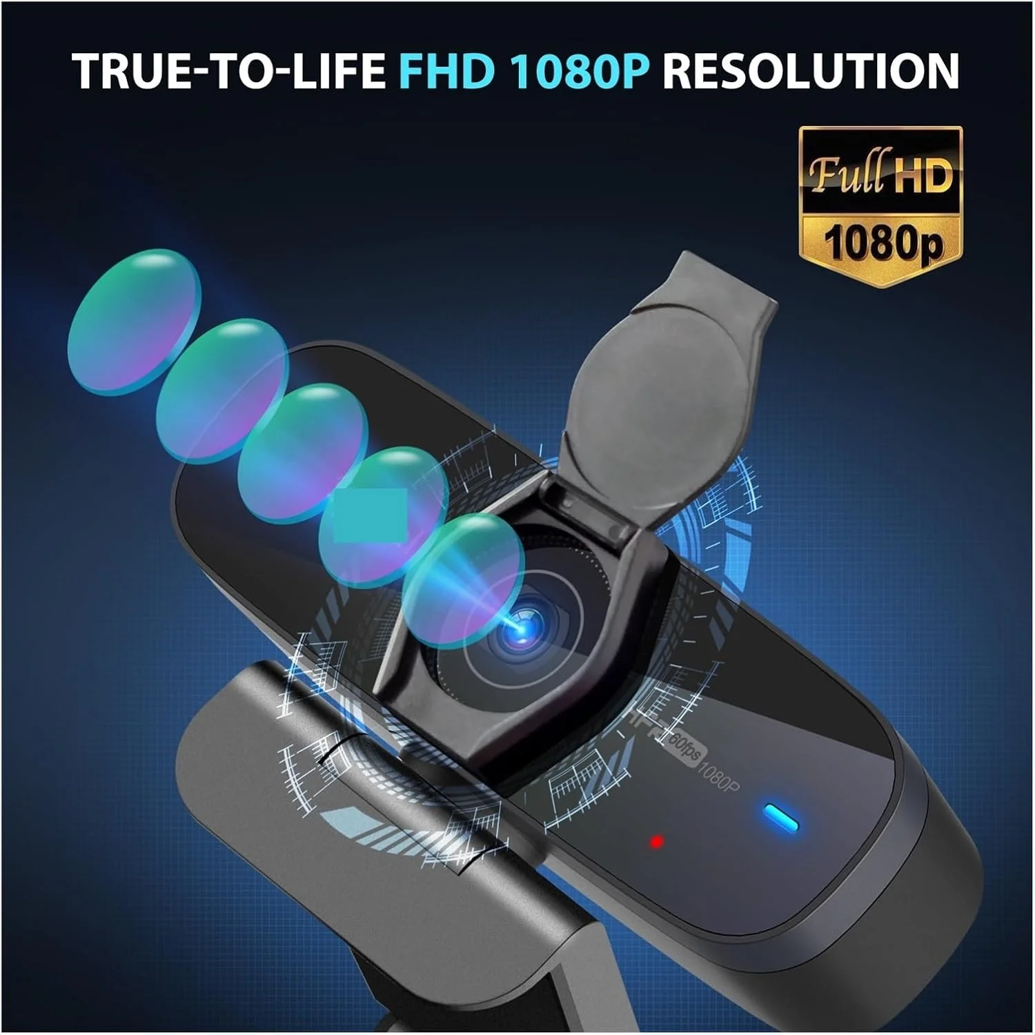 وب کم، دوربین وب Full HD 1080p با فوکوس خودکار 60 فریم در ثانیه با پوشش حریم خصوصی قابل جابجایی و میکروفون های USB به همراه نرم افزار وب کم، دوربین وب Full HD 1080p با فوکوس خودکار 60 فریم در ثانیه با پوشش حریم خصوصی قابل جابجایی و میکروفون های USB به همراه نرم افزار