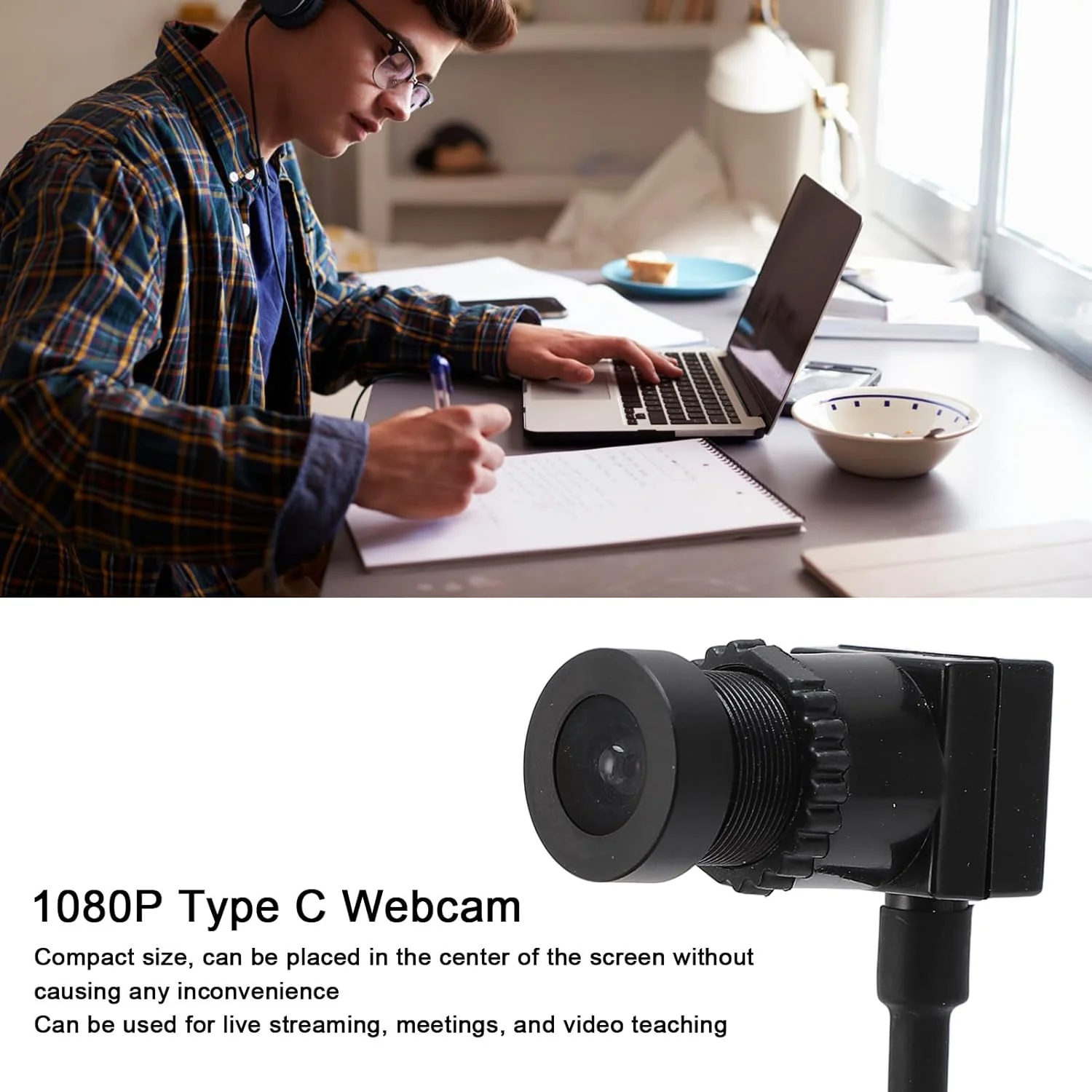 وب کم HD 1080P با رابط Type C برای لپ تاپ، دوربین وب 1.5 متری 30 فریم بر ثانیه، اتصال آسان، دوربین USB با فوکوس ثابت و میکروفون برای تلفن هوشمند و لپ تاپ وب کم HD 1080P با رابط Type C برای لپ تاپ، دوربین وب 1.5 متری 30 فریم بر ثانیه، اتصال آسان، دوربین USB با فوکوس ثابت و میکروفون برای تلفن هوشمند و لپ تاپ