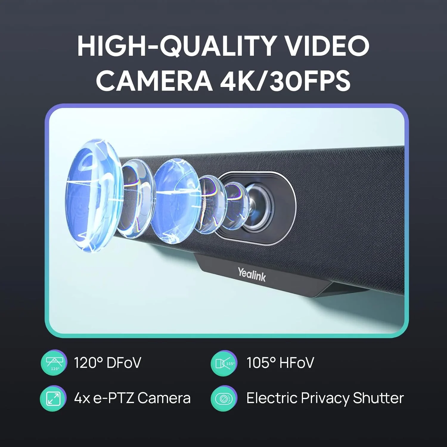 وبکم دوربین کنفرانس ویدیویی Yealink با میکروفون و بلندگو وبکم دوربین کنفرانس ویدیویی Yealink با میکروفون و بلندگو