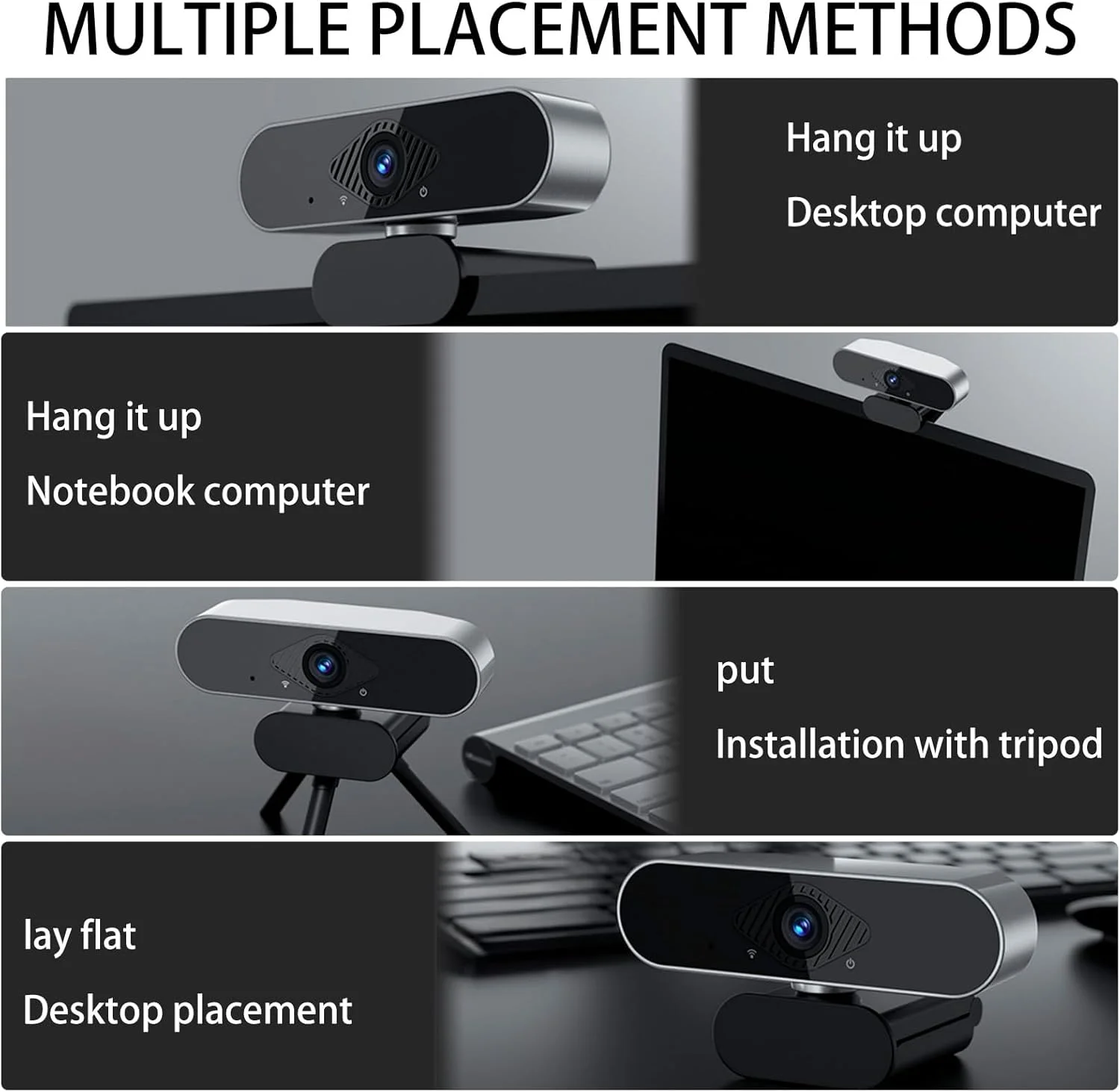 وب کم Zephome با میکروفون دوربین PC Cam 1080p HD Mini Facecam کنفرانس ویدیویی 360 درجه قابل تنظیم USB Web Cam Plug & Play برای کنفرانس پخش زنده ضبط سازگار با Skype/Zoom/YouTube