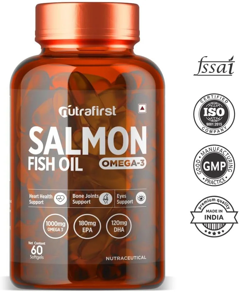 کپسول روغن ماهی سالمون نوترافرست با امگا 3 (1000 میلی گرم)، EPA (180 میلی گرم) و DHA (120 میلی گرم) برای قلب، مغز، چشم ها و مفاصل سالم - 60 سافت ژل | مکمل های روغن ماهی امگا 3 برای زنان و مردان، بسته 3 عددی کپسول روغن ماهی سالمون نوترافرست با امگا 3 (1000 میلی گرم)، EPA (180 میلی گرم) و DHA (120 میلی گرم) برای قلب، مغز، چشم ها و مفاصل سالم - 60 سافت ژل | مکمل های روغن ماهی امگا 3 برای زنان و مردان، بسته 3 عددی