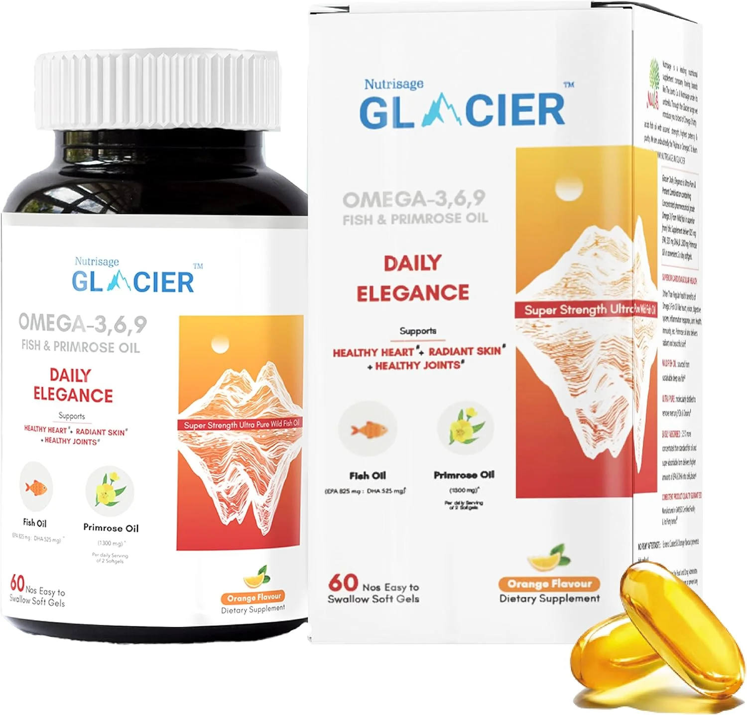 گلیشر دیلی الگانس امگا 3، 6، 9 - روغن ماهی 2090 میلی گرم و روغن گل پامچال 1300 میلی گرم و ویتامین ای برای سلامت قلب، مفاصل، پوست و مو - 60 سافت ژل با پوشش روده ای - بسته 1 عددی گلیشر دیلی الگانس امگا 3، 6، 9 - روغن ماهی 2090 میلی گرم و روغن گل پامچال 1300 میلی گرم و ویتامین ای برای سلامت قلب، مفاصل، پوست و مو - 60 سافت ژل با پوشش روده ای - بسته 1 عددی