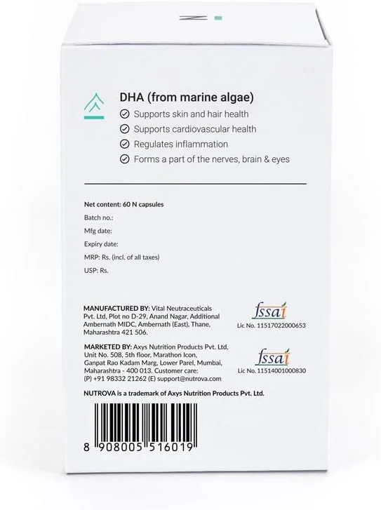 نوتراوا امگا 3 کامل گیاهی و بدون ژلاتین 60 کپسول با عصاره جلبک دریایی حاوی 17% DHA با منبع گیاهی - پشتیبانی از سلامت قلب و عروق، پوست و مو و غیره - ایده آل برای گیاهخواران