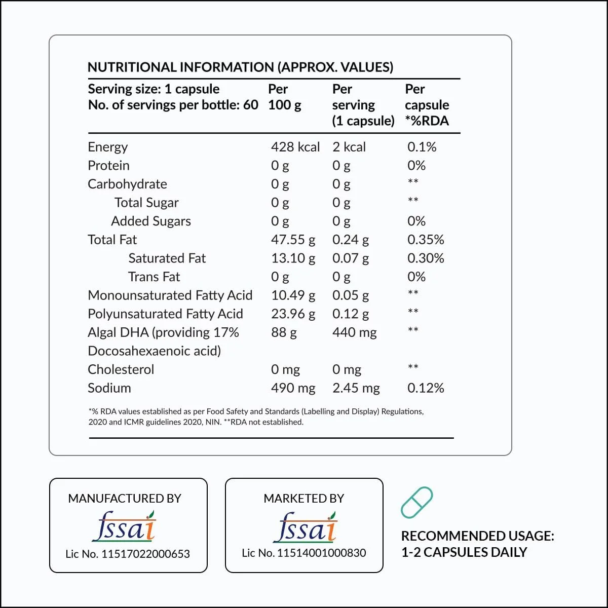 نوتراوا امگا 3 کامل گیاهی و بدون ژلاتین 60 کپسول با عصاره جلبک دریایی حاوی 17% DHA با منبع گیاهی - پشتیبانی از سلامت قلب و عروق، پوست و مو و غیره - ایده آل برای گیاهخواران