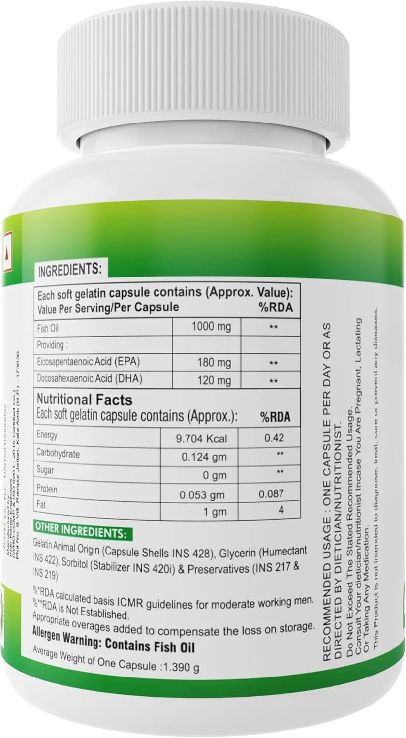 روغن ماهی امگا 3 نویدا (1000 میلی گرم امگا 3، با 180 میلی گرم EPA و 120 میلی گرم DHA) (بسته 60 سافت ژل) روغن ماهی امگا 3 نویدا (1000 میلی گرم امگا 3، با 180 میلی گرم EPA و 120 میلی گرم DHA) (بسته 60 سافت ژل)