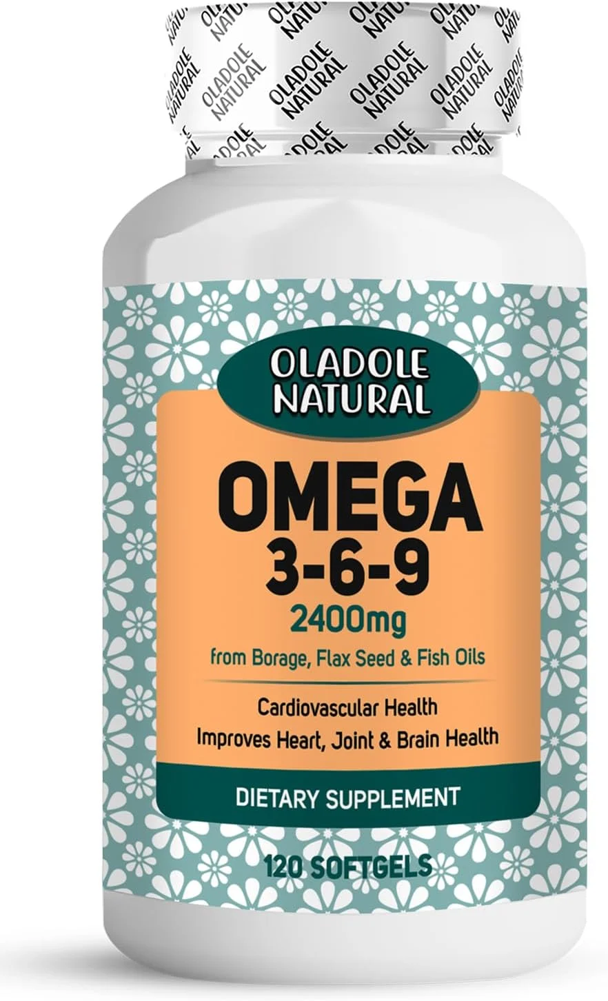 مکمل امگا 3-6-9 طبیعی Oladole - 2400 میلی گرم (120 سافت ژل) تقطیر مولکولی | تقویت سلامت قلب، عملکرد شناختی و پشتیبانی از مفاصل | فرمول اسیدهای چرب ضروری | بدون گلوتن، غیر GMO مکمل امگا 3-6-9 طبیعی Oladole - 2400 میلی گرم (120 سافت ژل) تقطیر مولکولی | تقویت سلامت قلب، عملکرد شناختی و پشتیبانی از مفاصل | فرمول اسیدهای چرب ضروری | بدون گلوتن، غیر GMO