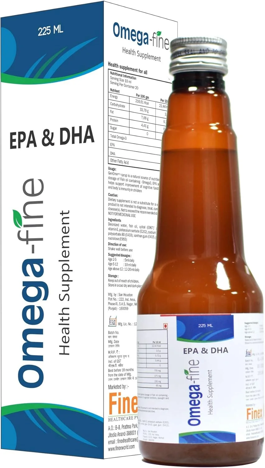 شربت مکمل سلامتی حاوی روغن ماهی (امگا 3، EPA، DHA) برای سلامت مغز و تقویت سیستم ایمنی (225 میلی لیتر) شربت مکمل سلامتی حاوی روغن ماهی (امگا 3، EPA، DHA) برای سلامت مغز و تقویت سیستم ایمنی (225 میلی لیتر)