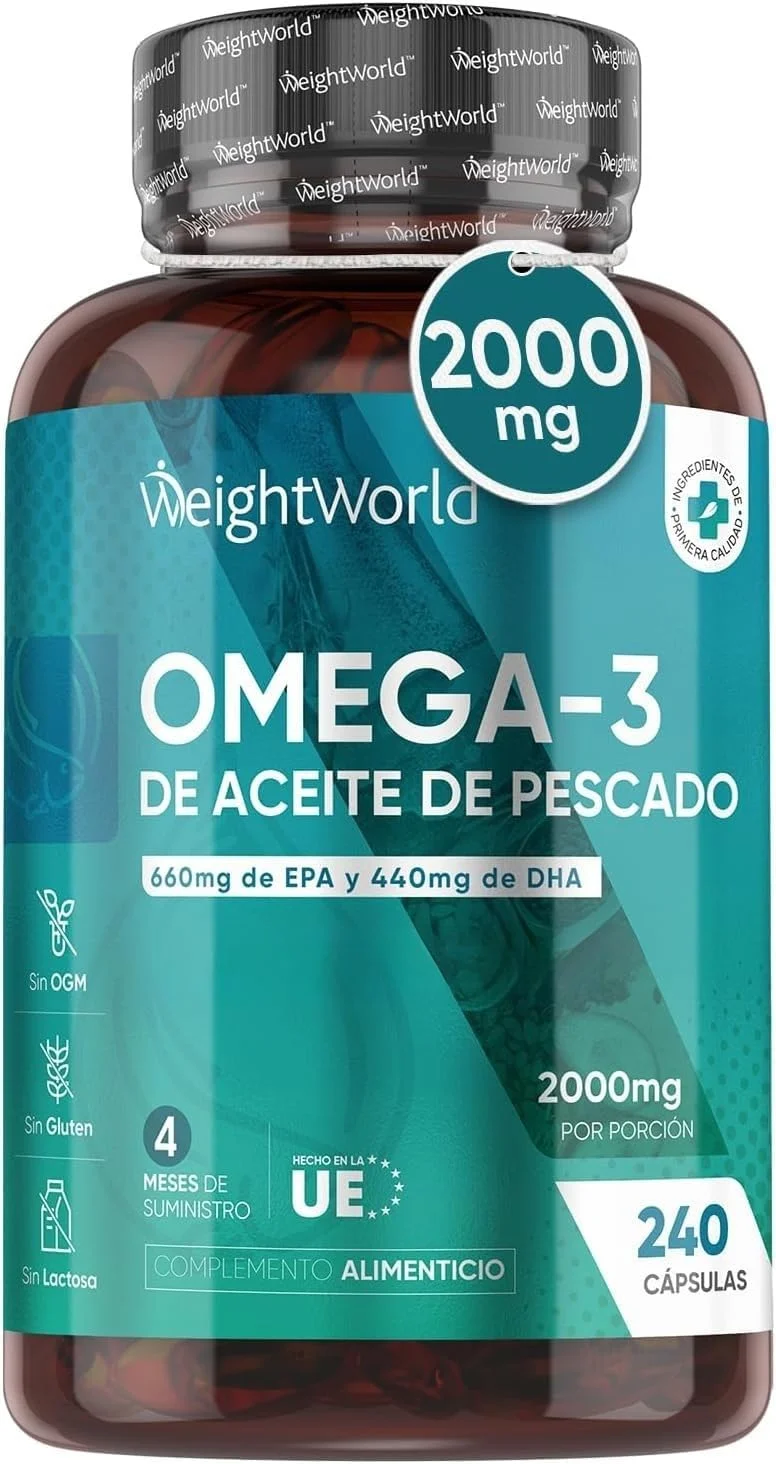 کپسول های نرم امگا 3 - 2000 میلی گرم روغن ماهی با 1100 میلی گرم امگا 3، 660 میلی گرم EPA و 440 میلی گرم DHA در هر وعده - 240 سافت ژل - روغن ماهی WeightWorld کپسول های نرم امگا 3 - 2000 میلی گرم روغن ماهی با 1100 میلی گرم امگا 3، 660 میلی گرم EPA و 440 میلی گرم DHA در هر وعده - 240 سافت ژل - روغن ماهی WeightWorld