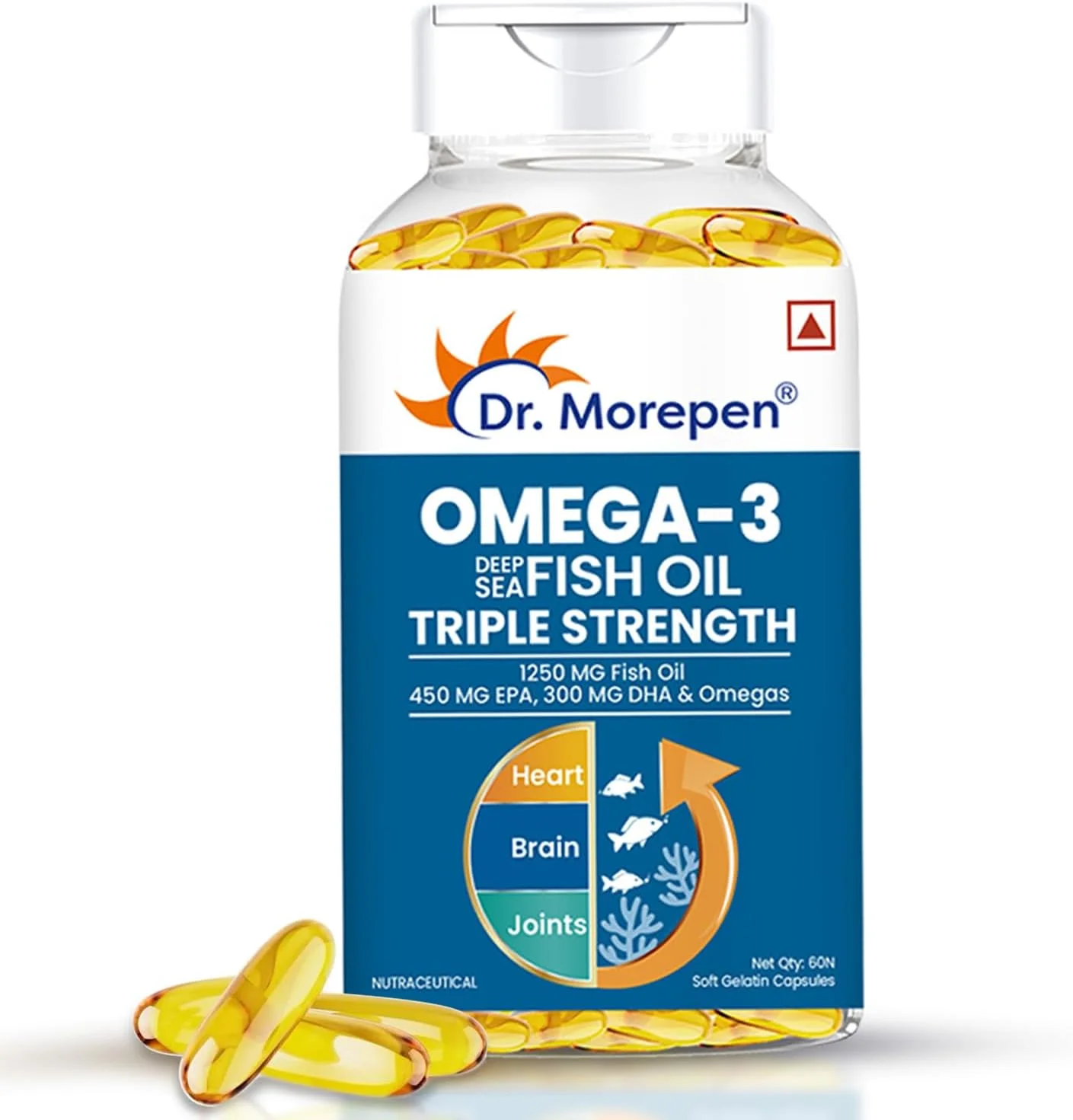 روغن ماهی امگا 3 دریای عمیق دکتر مورپن، قدرت سه گانه (1250 میلی گرم با 900 میلی گرم DHA و EPA) | روغن ماهی با قدرت بالا از پاک ترین منبع | عالی برای چشم، پوست، قلب و سلامت مغز و غیره | (60 سافت ژل) روغن ماهی امگا 3 دریای عمیق دکتر مورپن، قدرت سه گانه (1250 میلی گرم با 900 میلی گرم DHA و EPA) | روغن ماهی با قدرت بالا از پاک ترین منبع | عالی برای چشم، پوست، قلب و سلامت مغز و غیره | (60 سافت ژل)