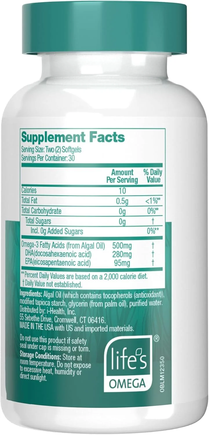 مکمل روزانه امگا 3 گیاهی OVEGA-3 از روغن جلبک، 500 میلی گرم، پشتیبانی از سلامت مغز، چشم و قلب، دو سافت ژل کوچک در روز، 60 عدد مکمل روزانه امگا 3 گیاهی OVEGA-3 از روغن جلبک، 500 میلی گرم، پشتیبانی از سلامت مغز، چشم و قلب، دو سافت ژل کوچک در روز، 60 عدد