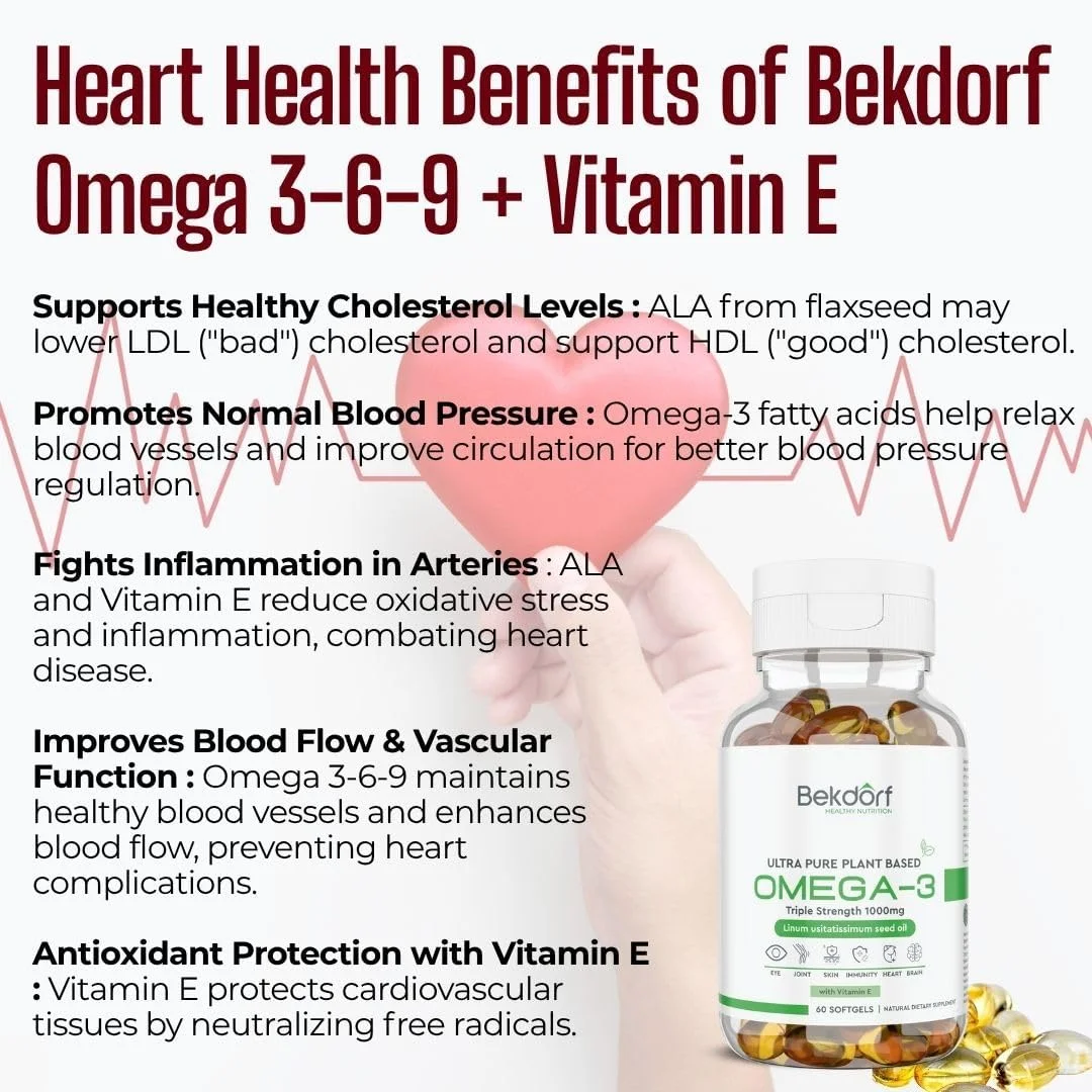 امگا 3 گیاهی به همراه ویتامین ای - 60 سافت ژل | پشتیبانی از سلامت پوست، چشم، مغز، مفاصل، ایمنی و قلب | امگا 3 گیاهی به همراه ویتامین ای - 60 سافت ژل | پشتیبانی از سلامت پوست، چشم، مغز، مفاصل، ایمنی و قلب |