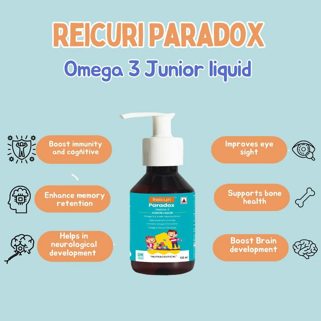 مایع امگا 3 جونیور Reicuri Paradox | روغن ماهی به همراه ویتامین D3، روغن زیتون بکر، روغن لیمو. فرمول منحصر به فرد توسعه یافته در انگلستان، ایمن برای کودکان. بدون طعم، امگا 3 برای سلامت کلی و رشد بدن مایع امگا 3 جونیور Reicuri Paradox | روغن ماهی به همراه ویتامین D3، روغن زیتون بکر، روغن لیمو. فرمول منحصر به فرد توسعه یافته در انگلستان، ایمن برای کودکان. بدون طعم، امگا 3 برای سلامت کلی و رشد بدن
