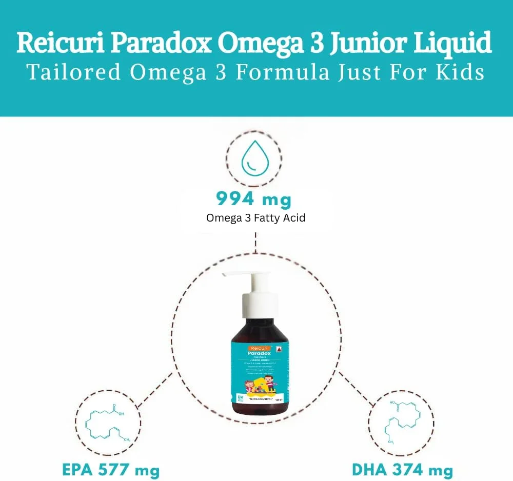 مایع امگا 3 جونیور Reicuri Paradox | روغن ماهی به همراه ویتامین D3، روغن زیتون بکر، روغن لیمو. فرمول منحصر به فرد توسعه یافته در انگلستان، ایمن برای کودکان. بدون طعم، امگا 3 برای سلامت کلی و رشد بدن مایع امگا 3 جونیور Reicuri Paradox | روغن ماهی به همراه ویتامین D3، روغن زیتون بکر، روغن لیمو. فرمول منحصر به فرد توسعه یافته در انگلستان، ایمن برای کودکان. بدون طعم، امگا 3 برای سلامت کلی و رشد بدن