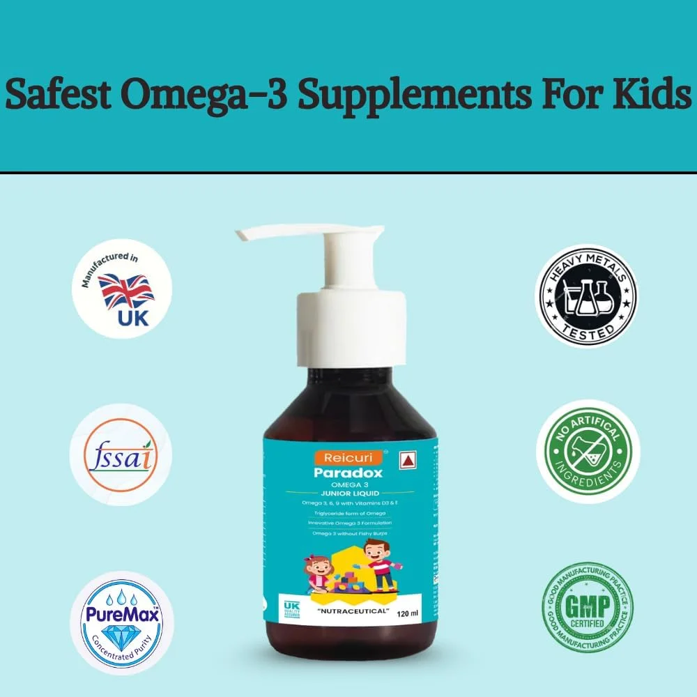 مایع امگا 3 جونیور Reicuri Paradox | روغن ماهی به همراه ویتامین D3، روغن زیتون بکر، روغن لیمو. فرمول منحصر به فرد توسعه یافته در انگلستان، ایمن برای کودکان. بدون طعم، امگا 3 برای سلامت کلی و رشد بدن مایع امگا 3 جونیور Reicuri Paradox | روغن ماهی به همراه ویتامین D3، روغن زیتون بکر، روغن لیمو. فرمول منحصر به فرد توسعه یافته در انگلستان، ایمن برای کودکان. بدون طعم، امگا 3 برای سلامت کلی و رشد بدن