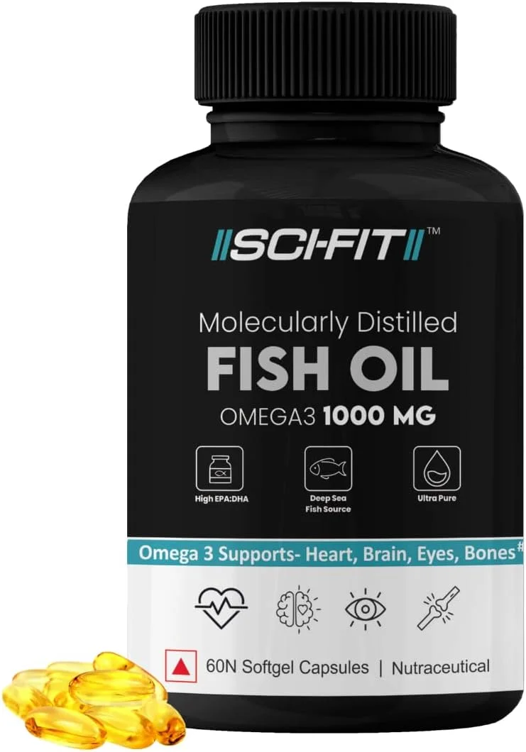 روغن ماهی امگا 3 SCI-FIT، 1000 میلی گرم، با قدرت بالا (60 سافت ژل) برای سلامت قلب، مغز، مفاصل و استخوان ها، سلامت چشم و پوست | 180 میلی گرم EPA و 120 میلی گرم DHA روغن ماهی امگا 3 SCI-FIT، 1000 میلی گرم، با قدرت بالا (60 سافت ژل) برای سلامت قلب، مغز، مفاصل و استخوان ها، سلامت چشم و پوست | 180 میلی گرم EPA و 120 میلی گرم DHA