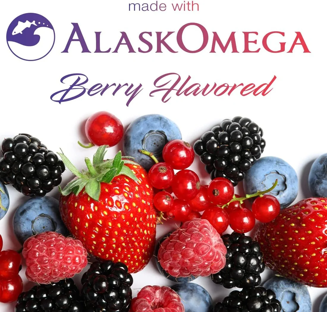 روغن ماهی امگا 3 SmarterVitamins (بسته 3 عددی)، طعم توت، بدون طعم ماهی، 2000 میلی گرم، DHA EPA با قدرت سه برابر، پشتیبانی از مغز، مفاصل و قلب، ساخته شده با AlaskOmega®