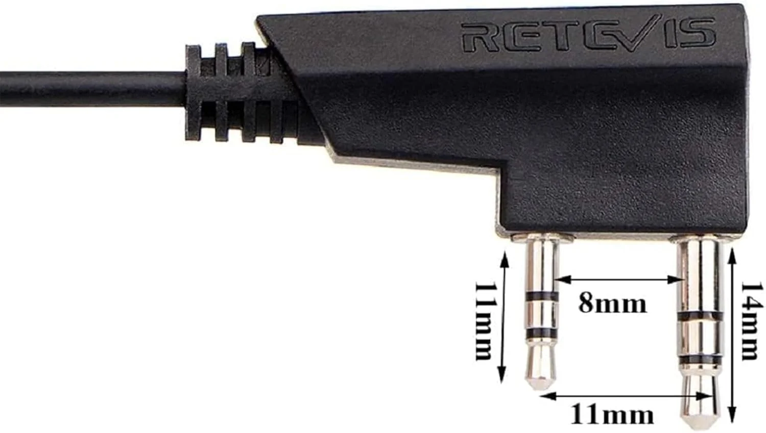 آداپتور هندزفری رادیوهای دو طرفه رتِویس، 2 پین به 3.5 میلی‌متر، فقط مناسب RT21 RT22 RT27 RT7 H-777 H777S RT18 RT19 RT22S (مناسب برای سایر برندها نیست) (1 عدد)