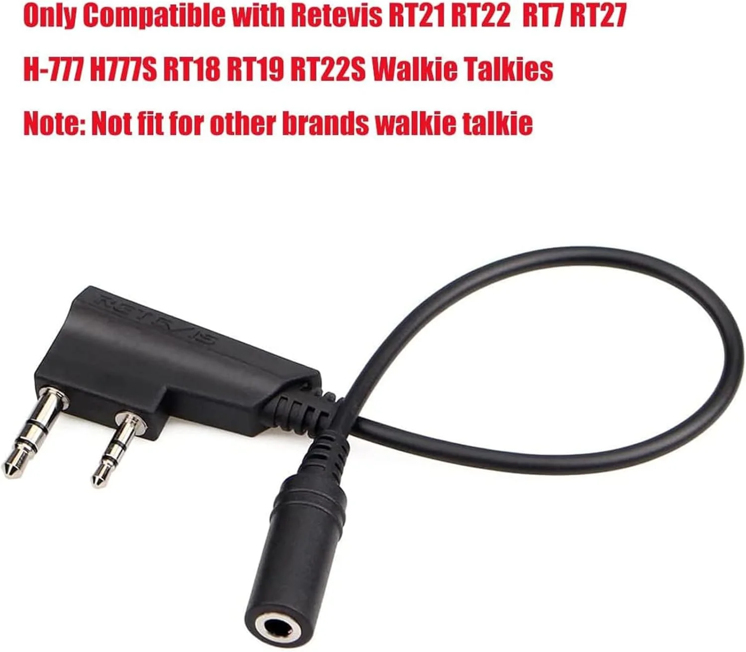 آداپتور هندزفری رادیوهای دو طرفه رتِویس، 2 پین به 3.5 میلی‌متر، فقط مناسب RT21 RT22 RT27 RT7 H-777 H777S RT18 RT19 RT22S (مناسب برای سایر برندها نیست) (1 عدد)