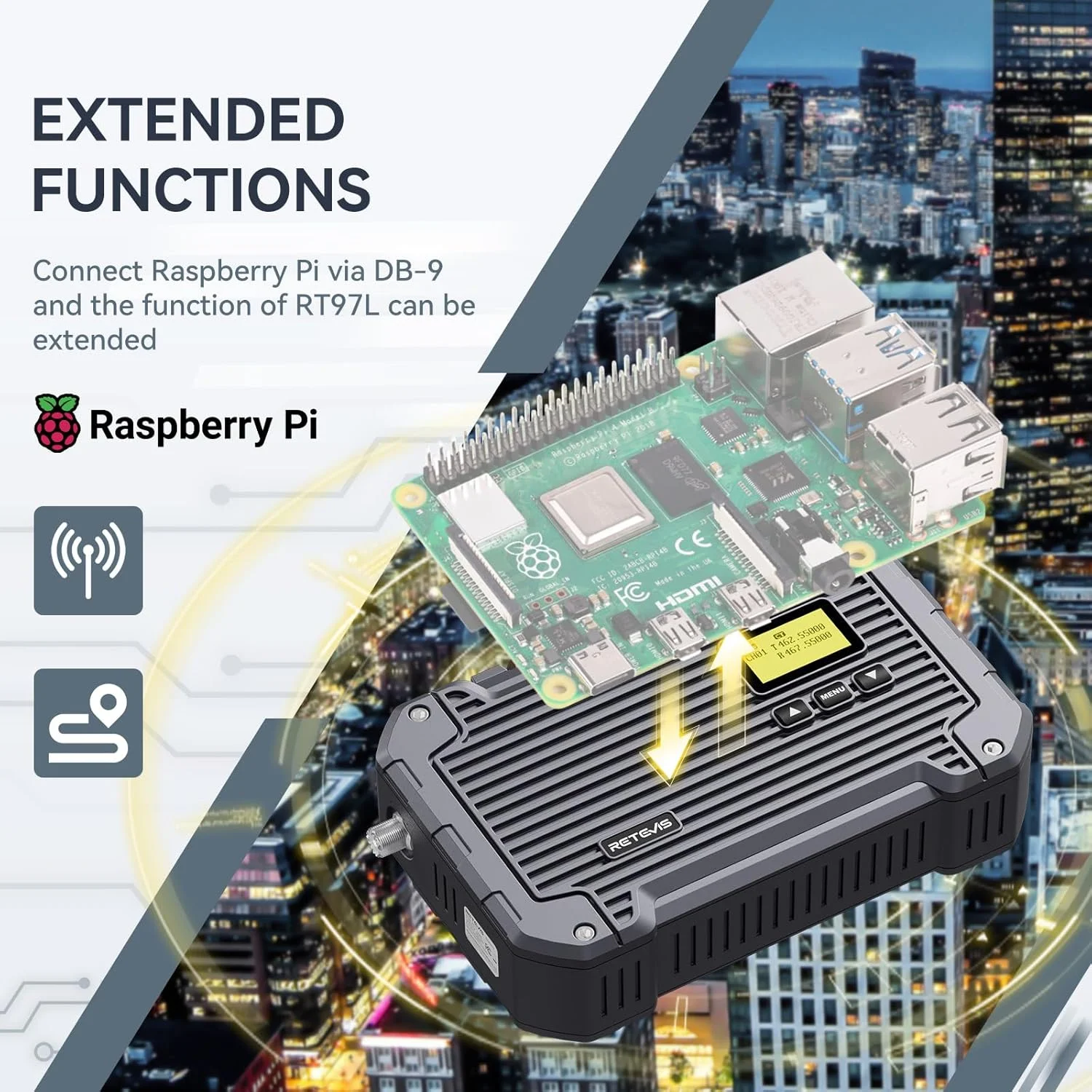 ریپیتر GMRS پرقدرت Retevis RT97L (نسل سوم RT97) تا 25 وات، ضد آب IP66، ایستگاه پایه دوربرد سازگار با رزبری پای برای مزارع، مناطق دورافتاده و استفاده خانگی (1 بسته)