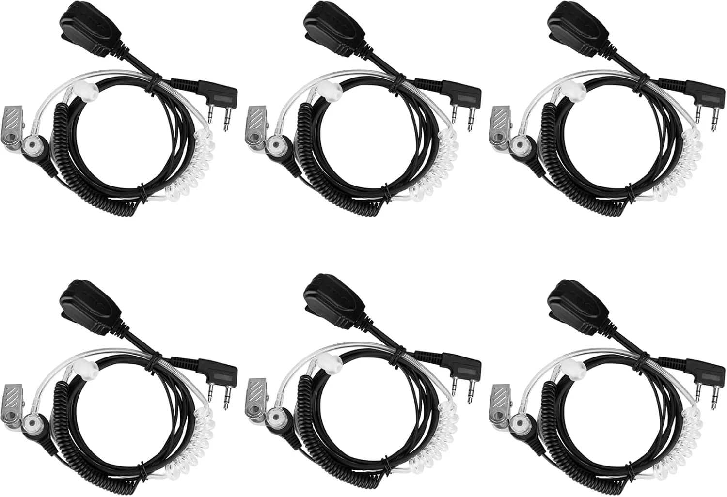 گوشی دو طرفه رادیویی Retevis با میکروفون، لوله صوتی، سیم پیچ، برای RT22 RT68 RT21 H-777 RT86 RT27، سازگار با Baofeng UV-5R Arcshell Kenwood Pxton، هدست واکی تاکی (6 عدد)