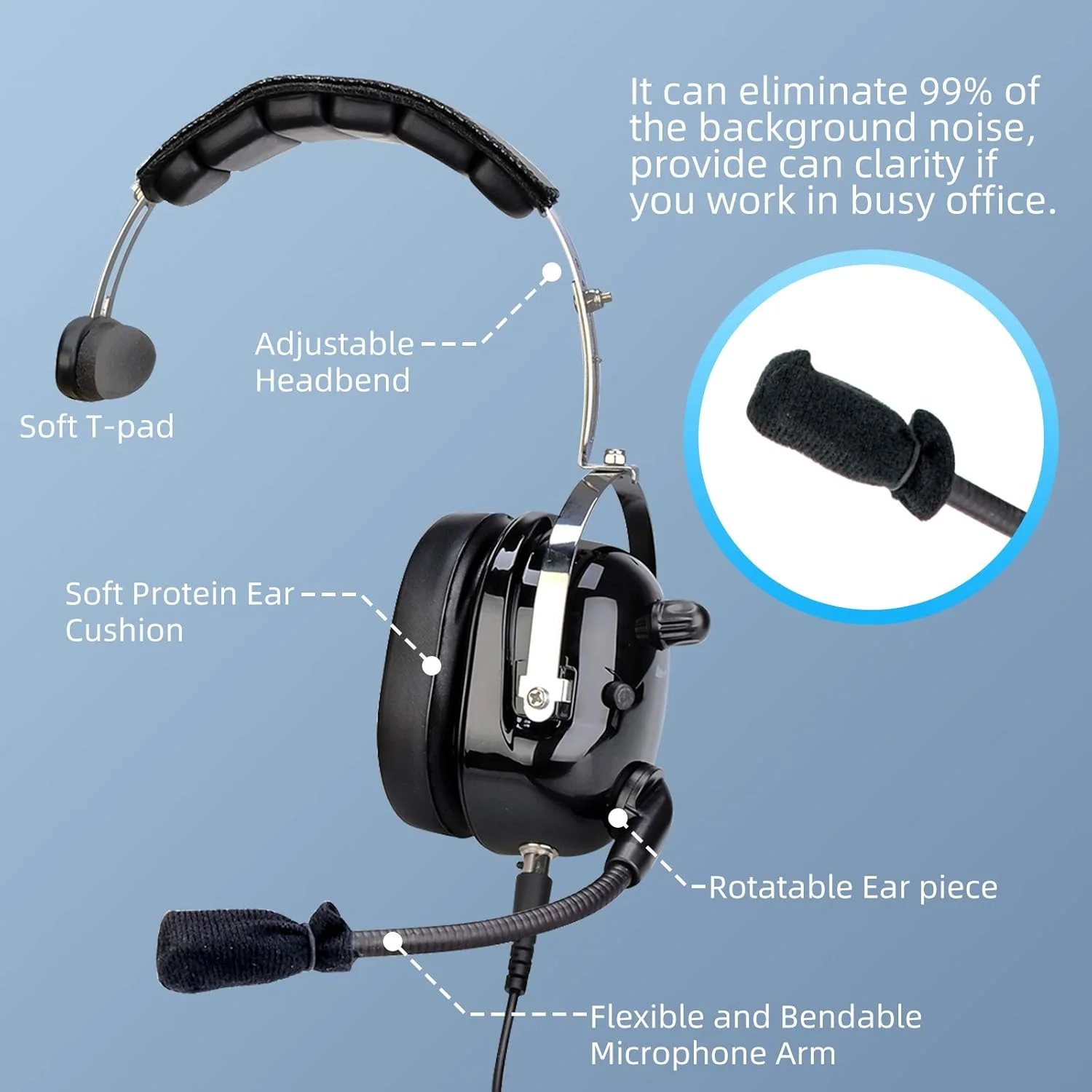 هدست رادیویی دو طرفه Retevis با قابلیت حذف نویز و میکروفون، سازگار با RT22 RT21 H-777 RT68 RT22S RB85 Baofeng UV-5R، هدست رادیویی دو طرفه با قابلیت تنظیم صدا برای بازی توپی، آتش نشانی (1 عدد)