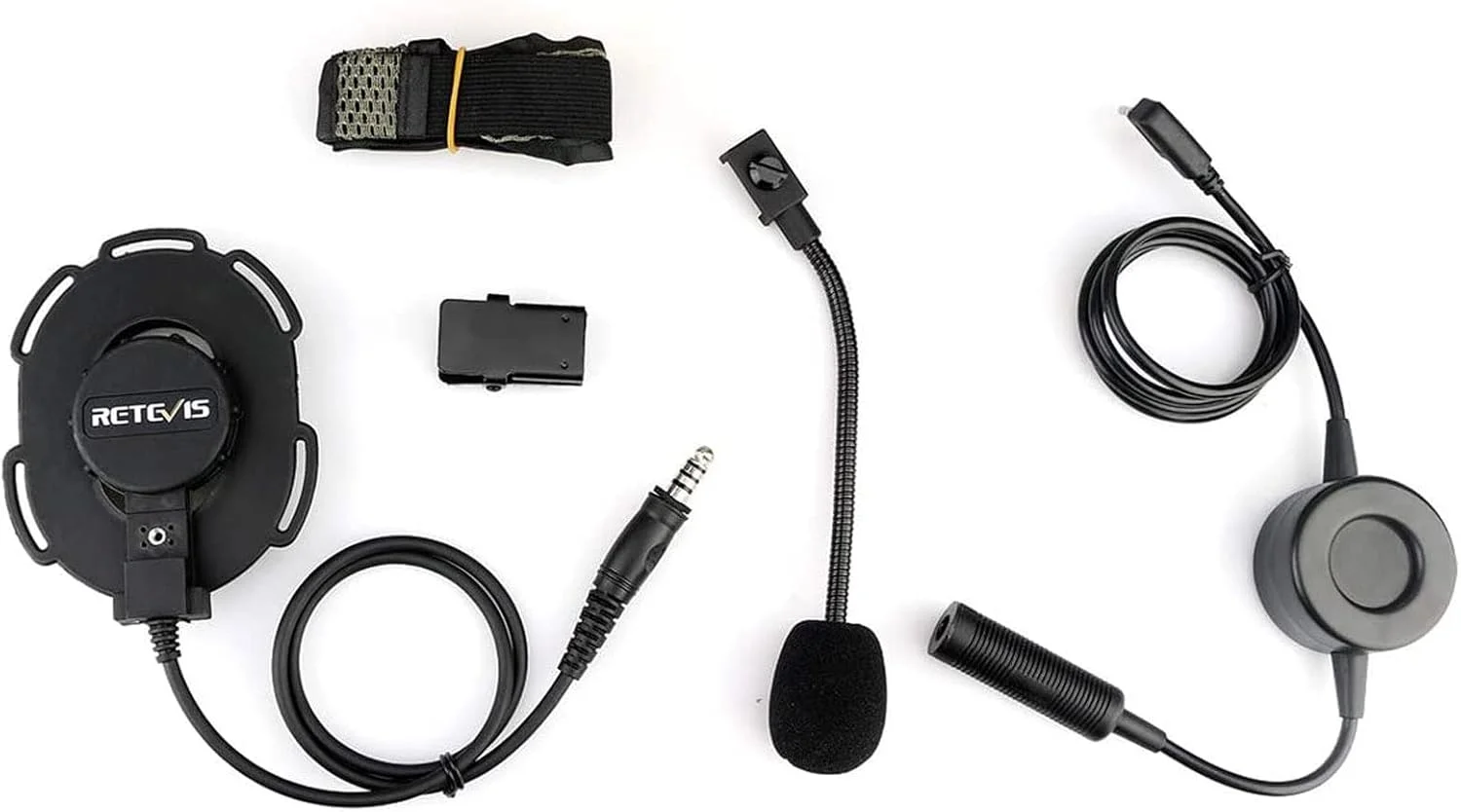 هدست تاکتیکی Retevis، هدفون نظامی، هدست واکی تاکی با میکروفون، برای RT21 RT22 RT68 A1، سازگار با Baofeng UV-5R F8HP Samcom FPCN30A، هدفون رادیویی دو طرفه برای ایرسافت (1 عدد)
